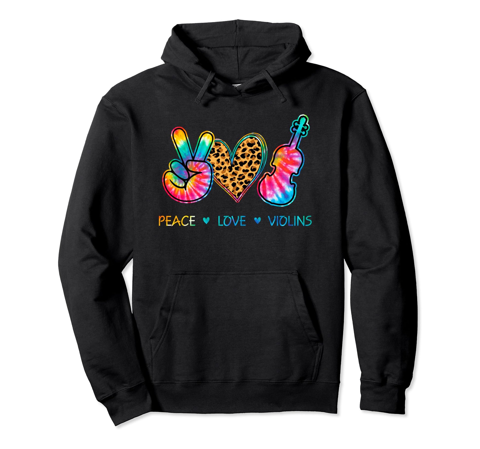 Peace Love Violin Tie Dye Hoodie - Aesthetic Graphic Men Women - T-Shirt, Sweatshirt, Hoodie