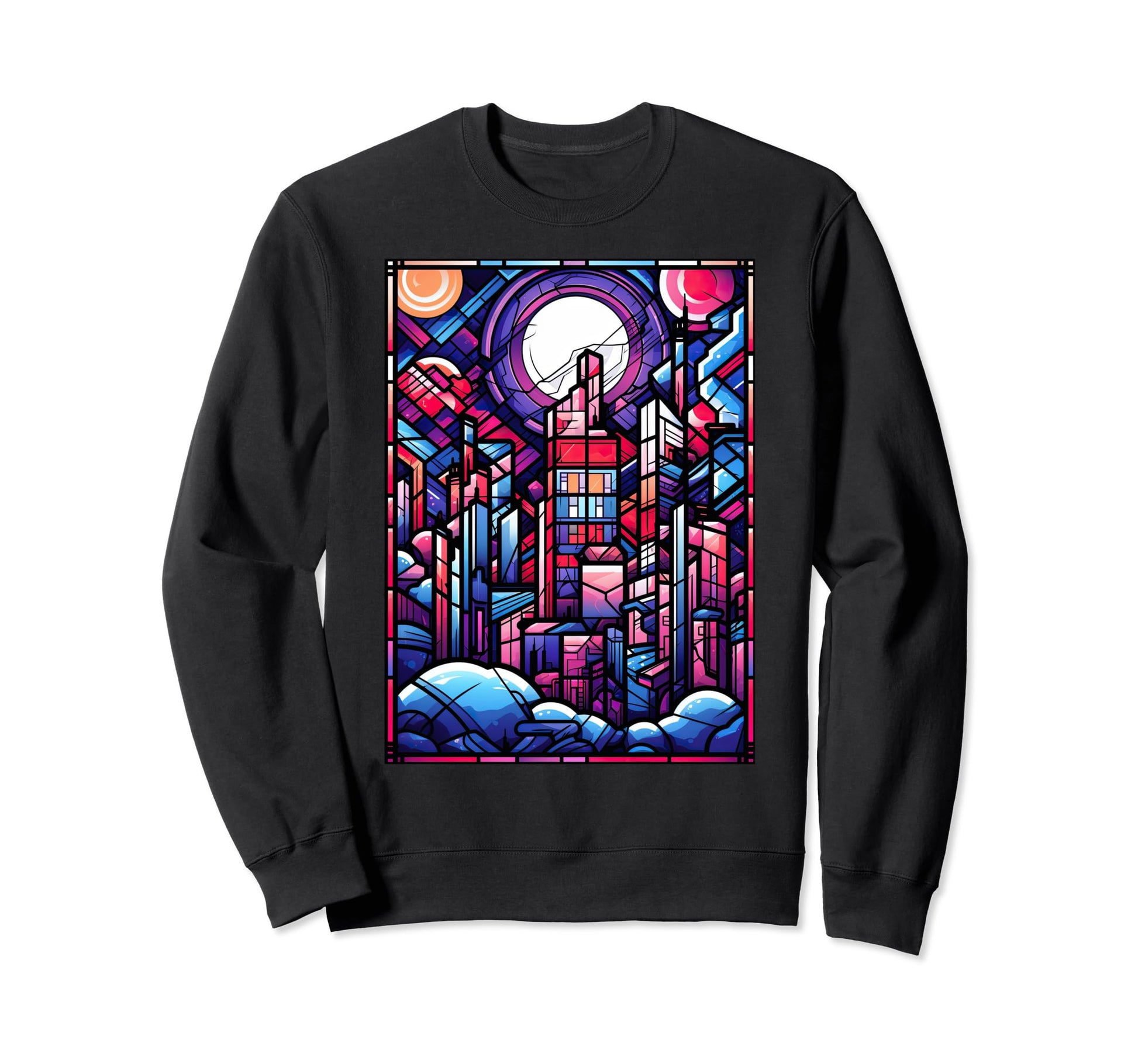 Geometric Stained Glass Vaporwave Sweatshirt - Graphic Print for Adults - T-Shirt, Sweatshirt, Hoodie