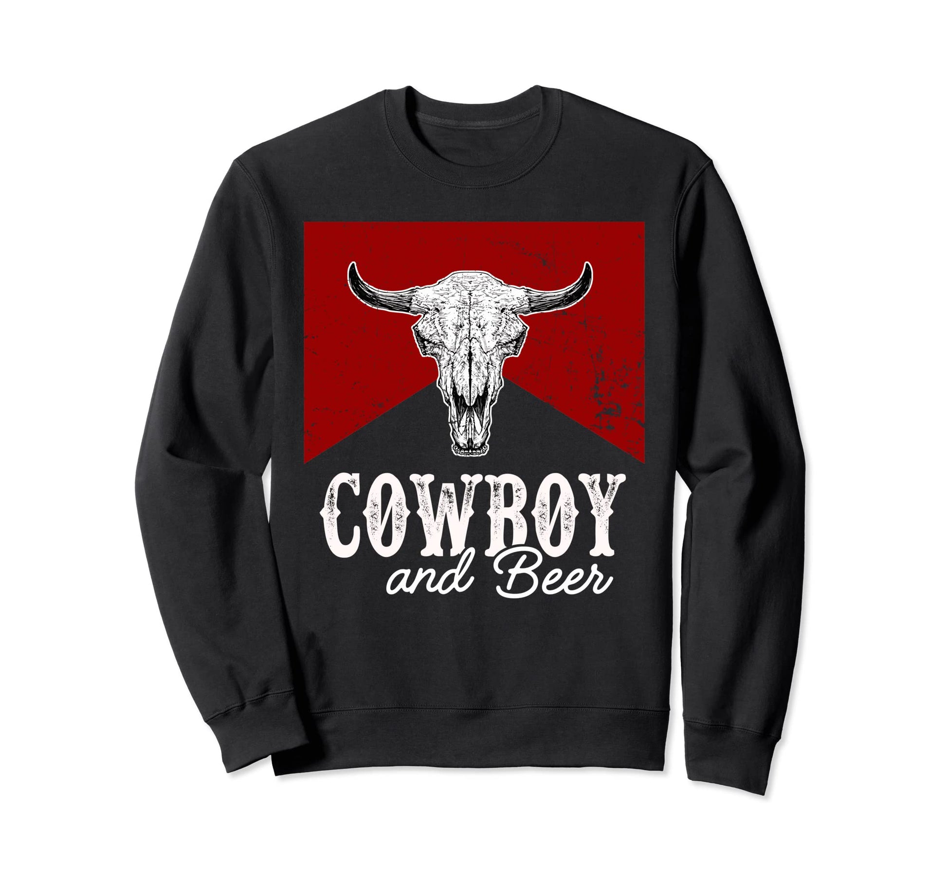 Western Life Country Bull Skull Cowboy Sweatshirt - Trendy Graphic Unisex - T-Shirt, Sweatshirt, Hoodie