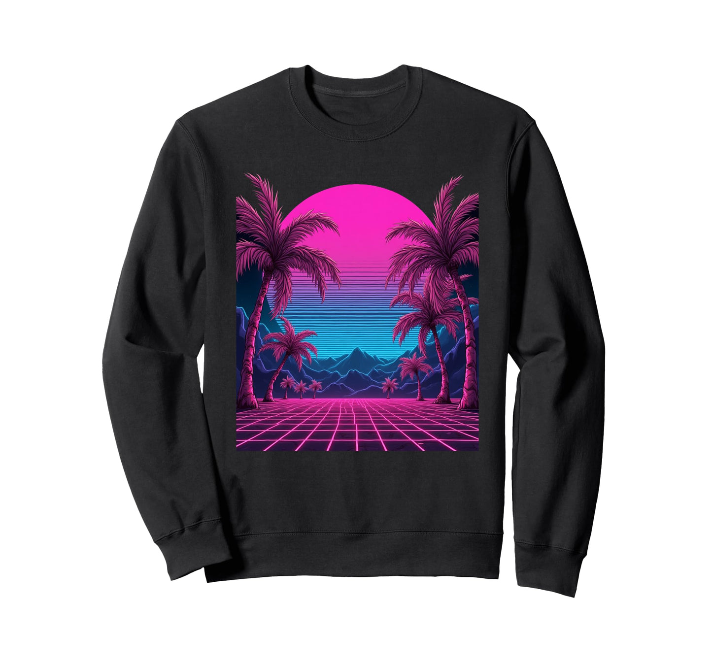 80S Vaporwave Aesthetic Palm Trees Sweatshirt - Unique Graphic for Adults - T-Shirt, Sweatshirt, Hoodie