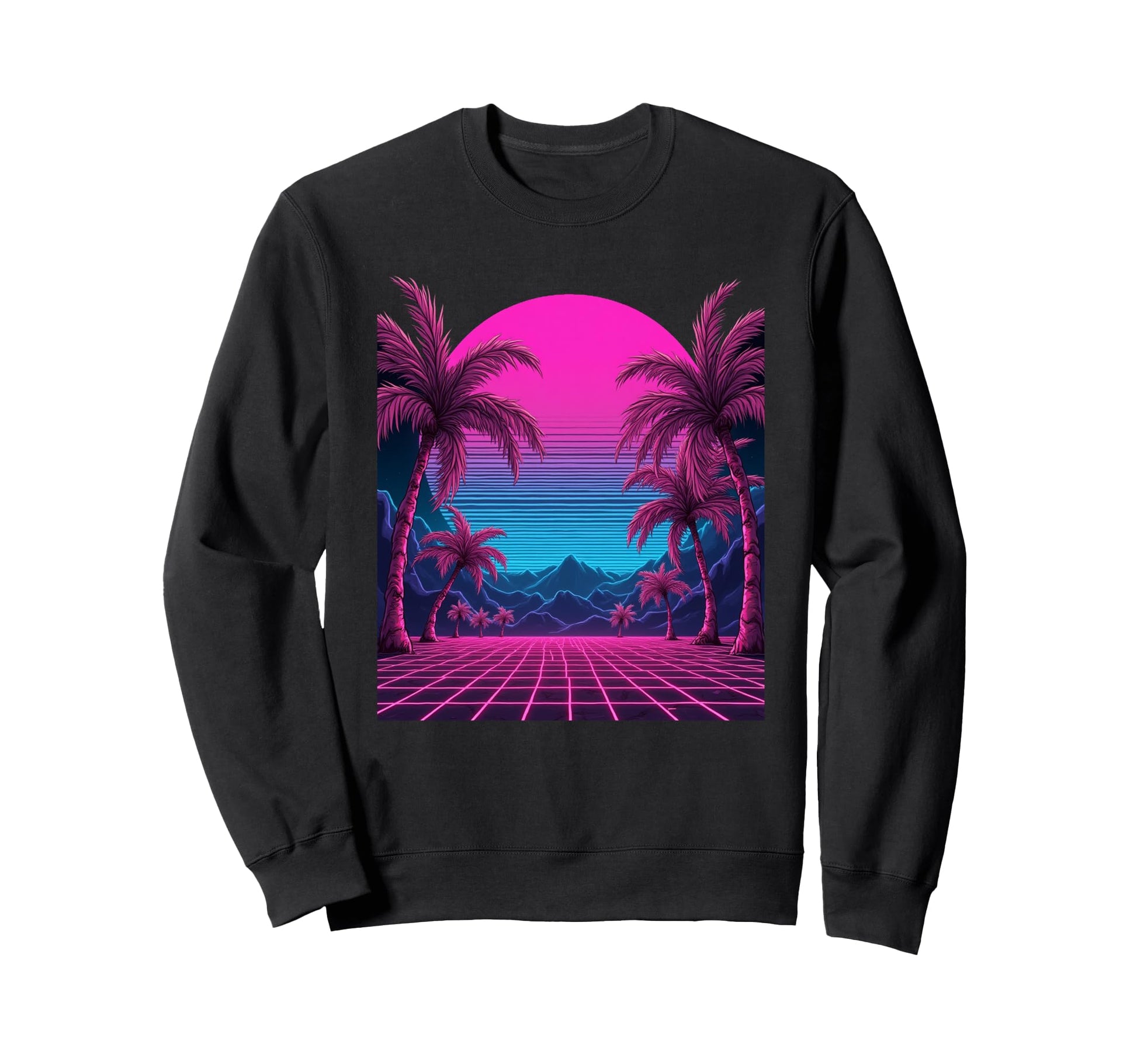 80S Vaporwave Aesthetic Palm Trees Sweatshirt - Unique Graphic for Adults - T-Shirt, Sweatshirt, Hoodie