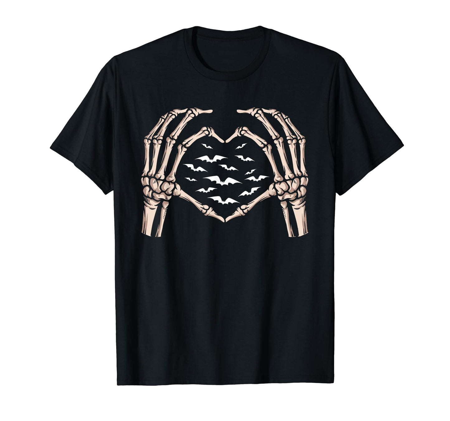 Skull Finger Heart Sign Goth Spooky T-Shirt - Fun Novelty Design Men Women - T-Shirt, Sweatshirt, Hoodie