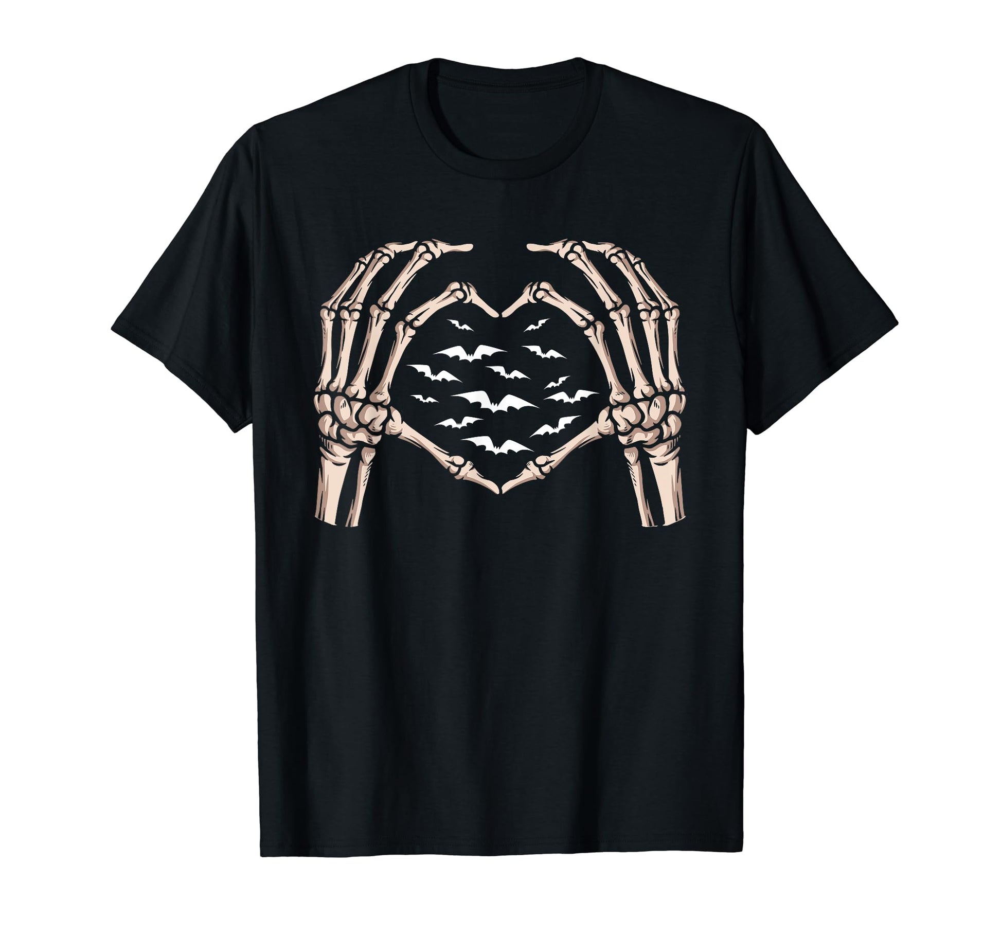 Skull Finger Heart Sign Goth Spooky T-Shirt - Fun Novelty Design Men Women - T-Shirt, Sweatshirt, Hoodie