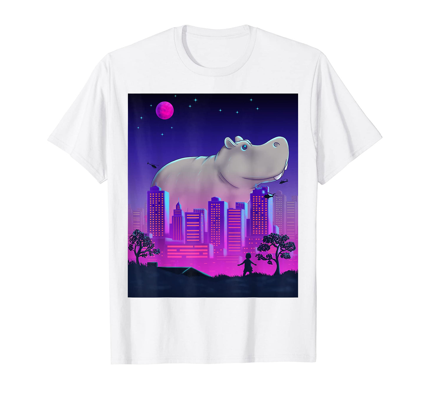 Giant Hippopotamus Hippo Vaporwave T-Shirt - Trendy Graphic for Adults - T-Shirt, Sweatshirt, Hoodie