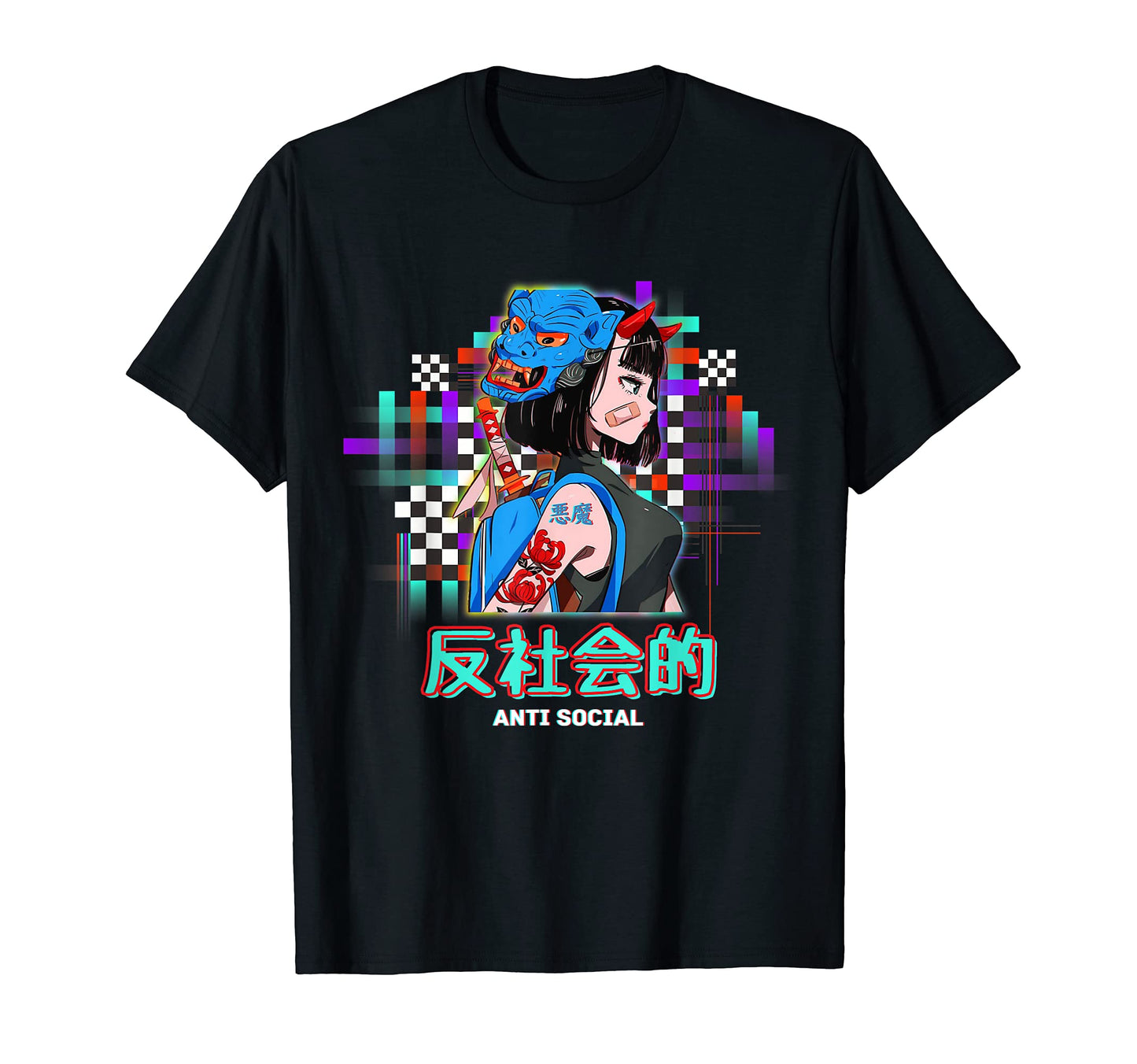 Antisocial Japanese Text Vaporwave T-Shirt - Trendy Graphic Men Women - T-Shirt, Sweatshirt, Hoodie