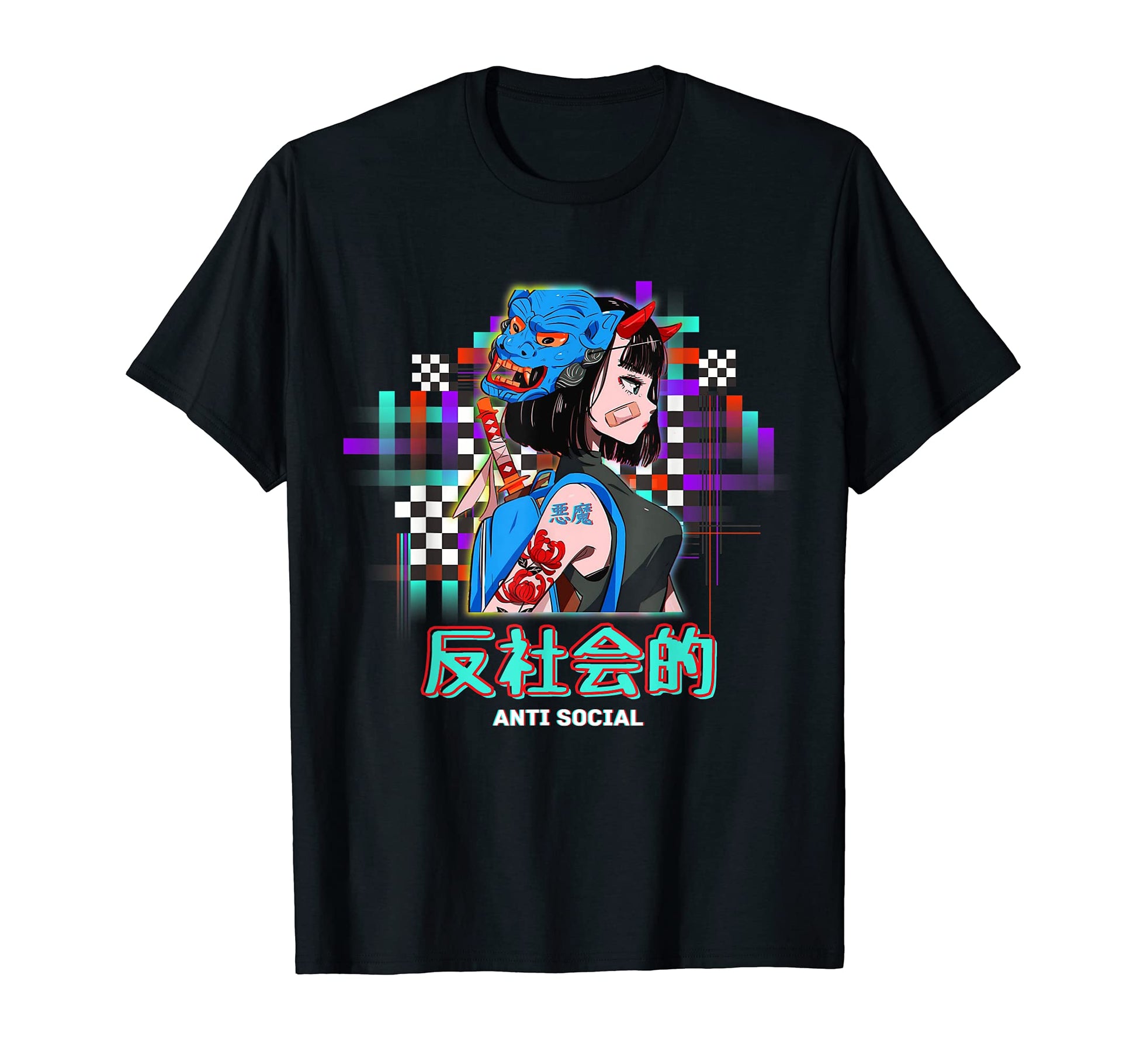 Antisocial Japanese Text Vaporwave T-Shirt - Trendy Graphic Men Women - T-Shirt, Sweatshirt, Hoodie
