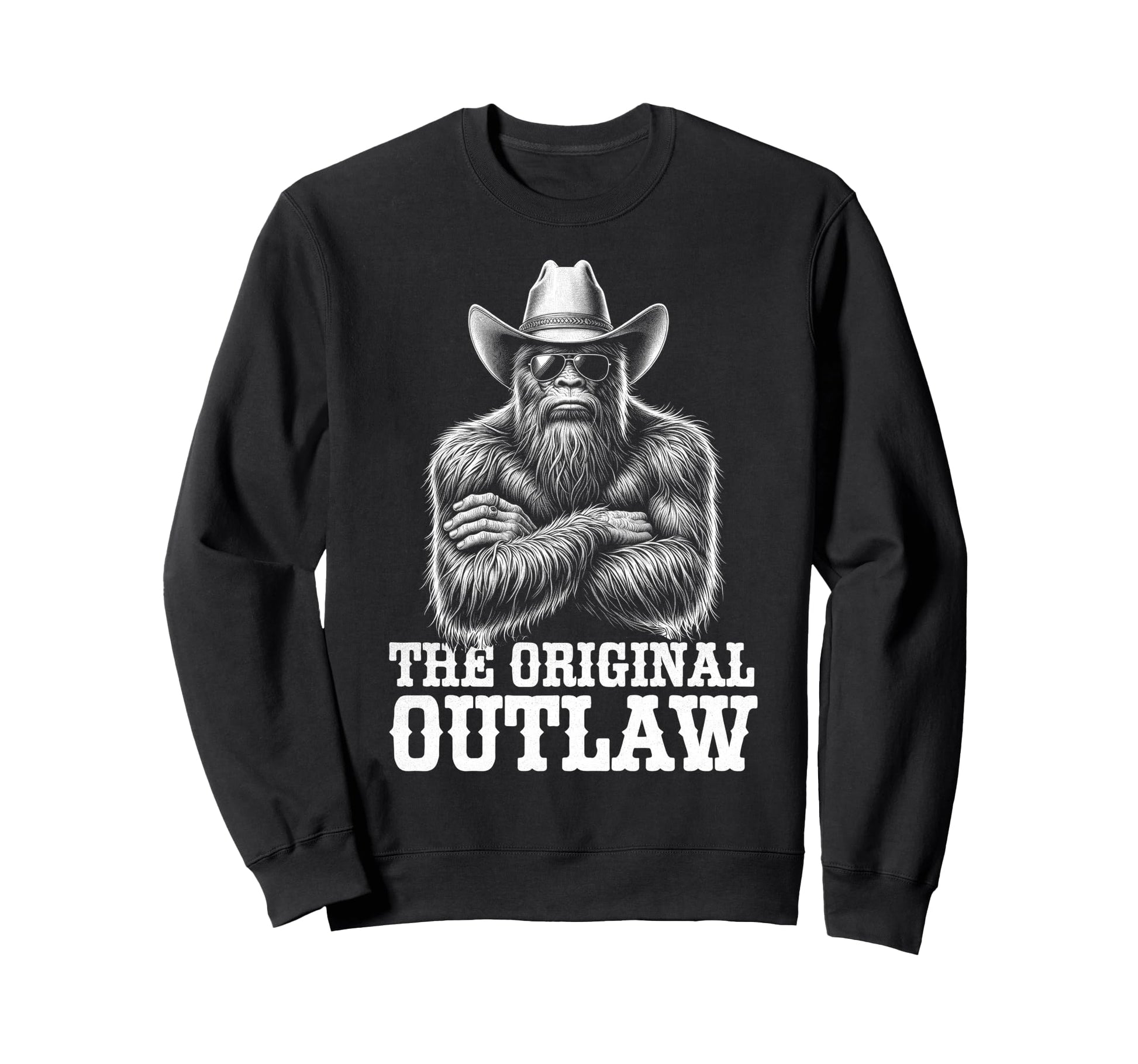 Bigfoot Sasquatch Funny Cowboy Sweatshirt - Trendy Graphic for Adults - T-Shirt, Sweatshirt, Hoodie