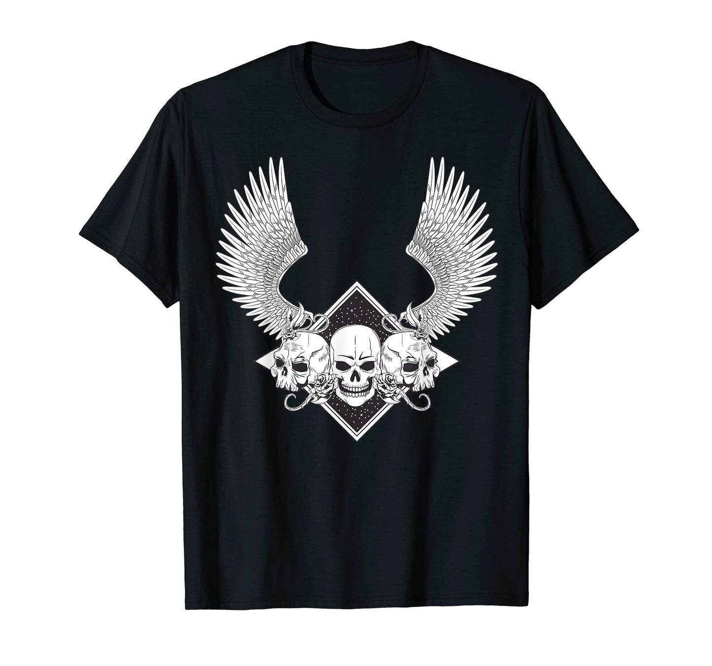 Biker Wings Skull Motorcycle Grunge T-Shirt - Novelty Apparel Men Women - T-Shirt, Sweatshirt, Hoodie