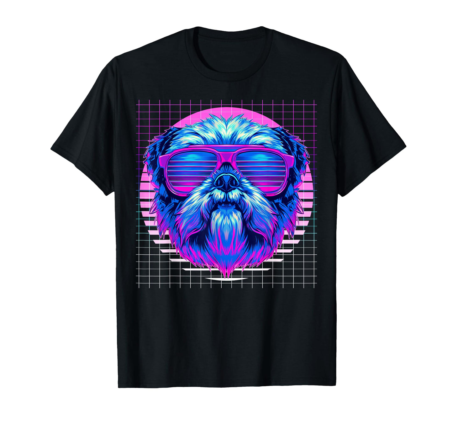 Brussels Griffon Sunglasses Dog Vaporwave T-Shirt - Trendy Graphic Unisex - T-Shirt, Sweatshirt, Hoodie