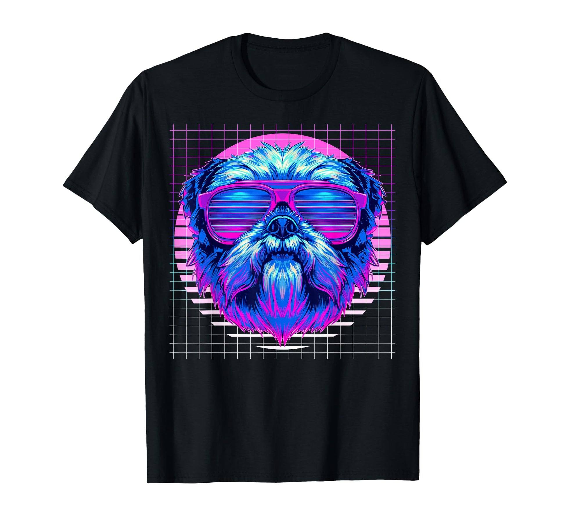 Brussels Griffon Sunglasses Dog Vaporwave T-Shirt - Trendy Graphic Unisex - T-Shirt, Sweatshirt, Hoodie