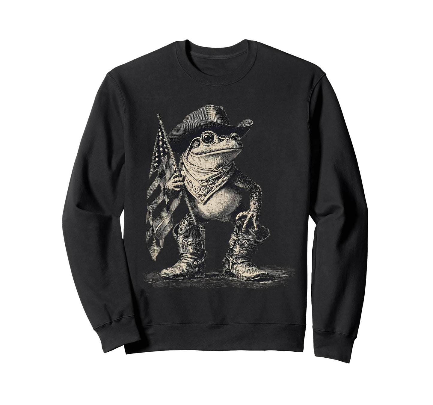 Country Cowboy Frog Toad Rodeo Sweatshirt - Aesthetic Graphic for Adults - T-Shirt, Sweatshirt, Hoodie