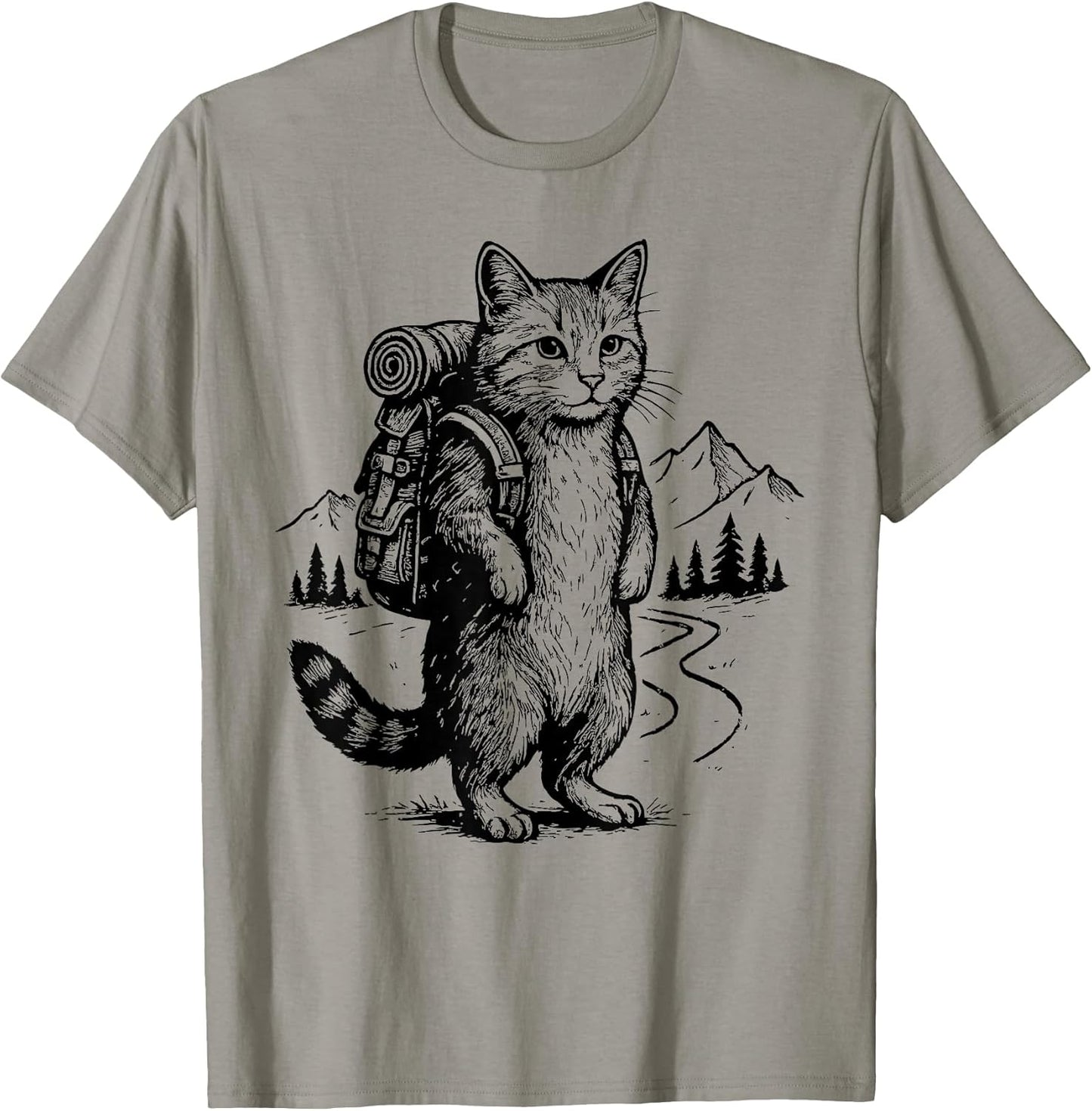 Hiking Cat Backpacking Wildlife Adventure - Adult & Kids T-Shirts, Sweatshirts & Hoodies apparel design preview 1