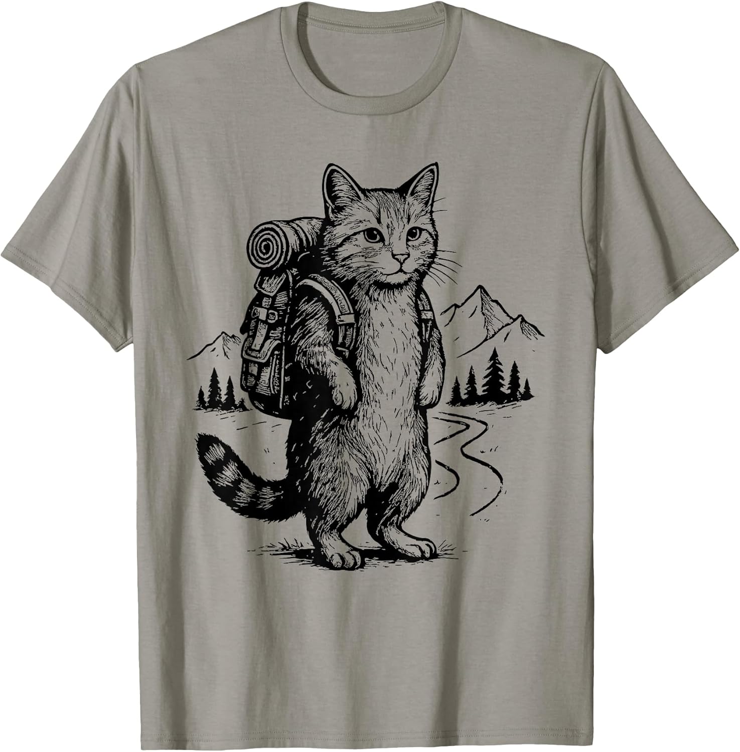 Hiking Cat Backpacking Wildlife Adventure - Adult & Kids T-Shirts, Sweatshirts & Hoodies apparel design preview 1