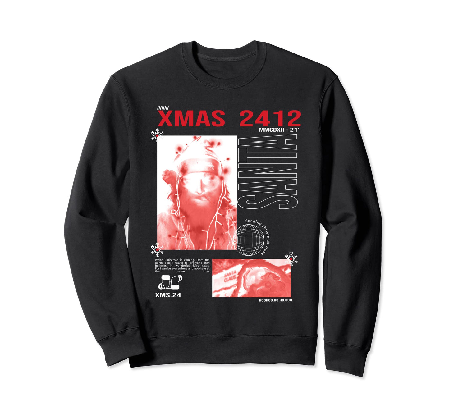 Vaporwave Aesthetic Santa Claus Sweatshirt - Graphic Print for Adults - T-Shirt, Sweatshirt, Hoodie