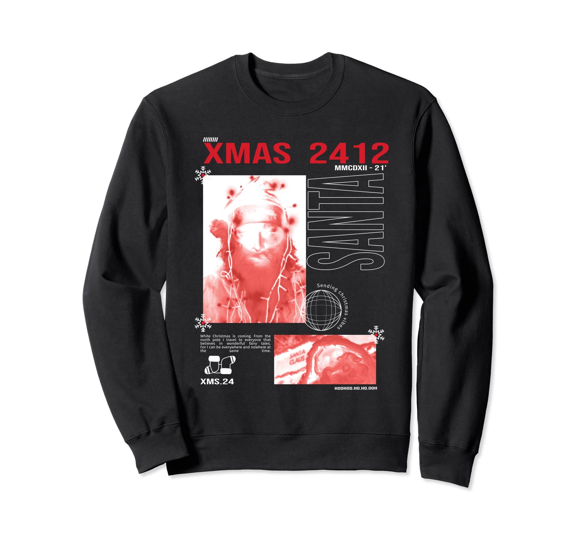 Vaporwave Aesthetic Santa Claus Sweatshirt - Graphic Print for Adults - T-Shirt, Sweatshirt, Hoodie