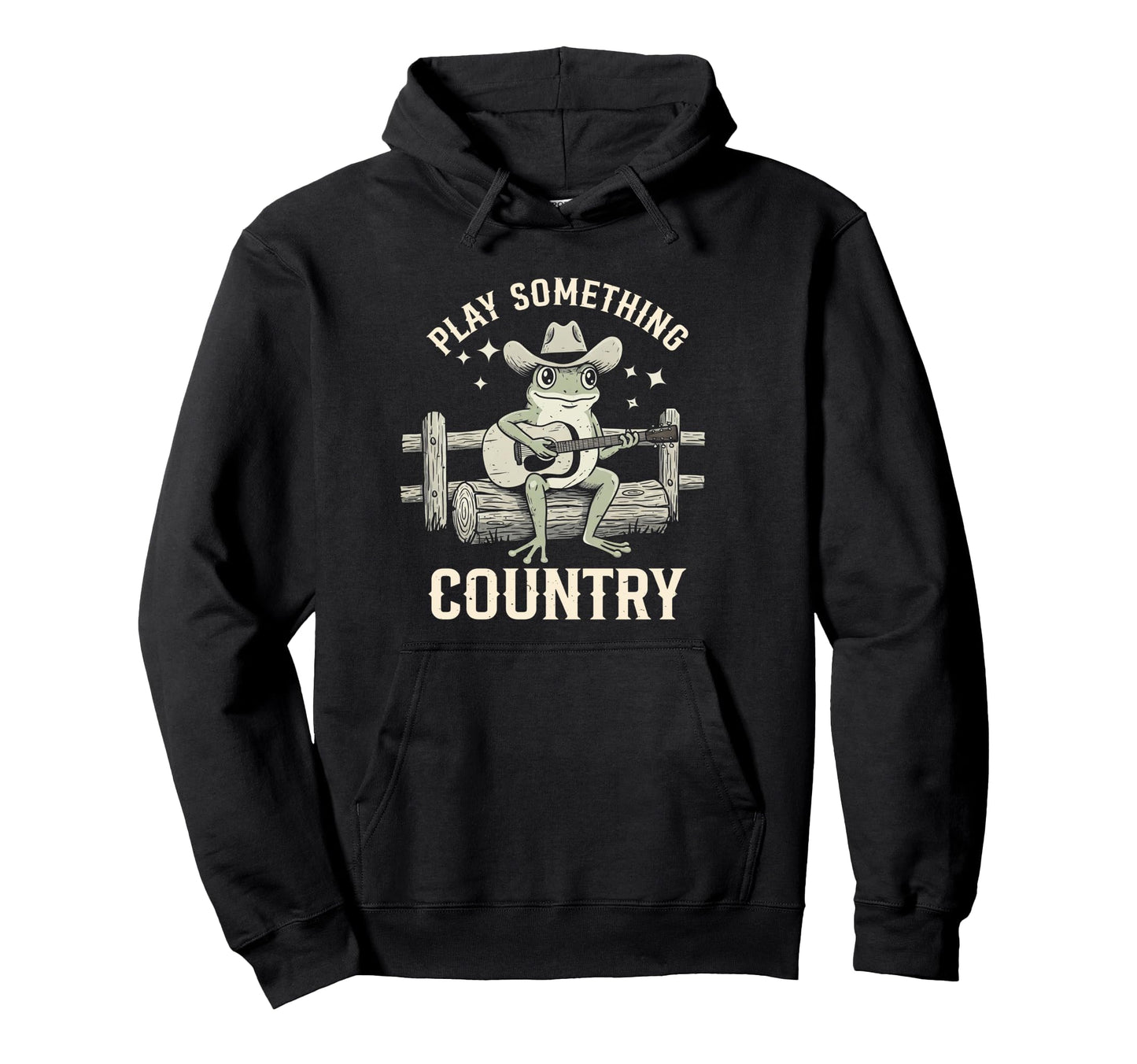 Play Something Country Frog Cowboy Hat Hoodie - Novelty Apparel for Adults - T-Shirt, Sweatshirt, Hoodie