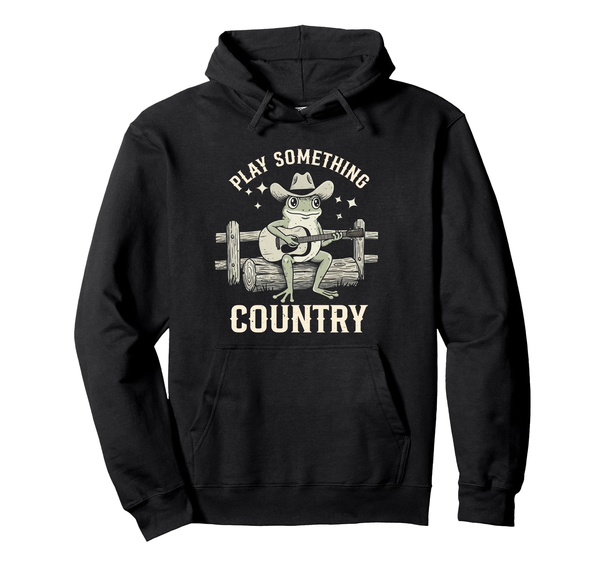 Play Something Country Frog Cowboy Hat Hoodie - Novelty Apparel for Adults - T-Shirt, Sweatshirt, Hoodie