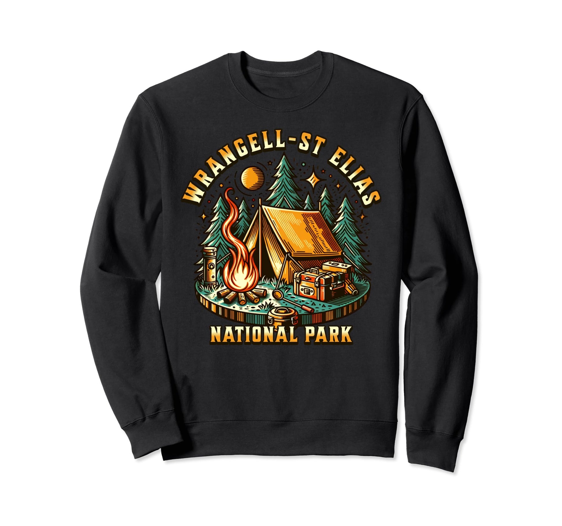 Camping Forest Tent Wrangell St Elias Sweatshirt - Minimalist Print Unisex - T-Shirt, Sweatshirt, Hoodie