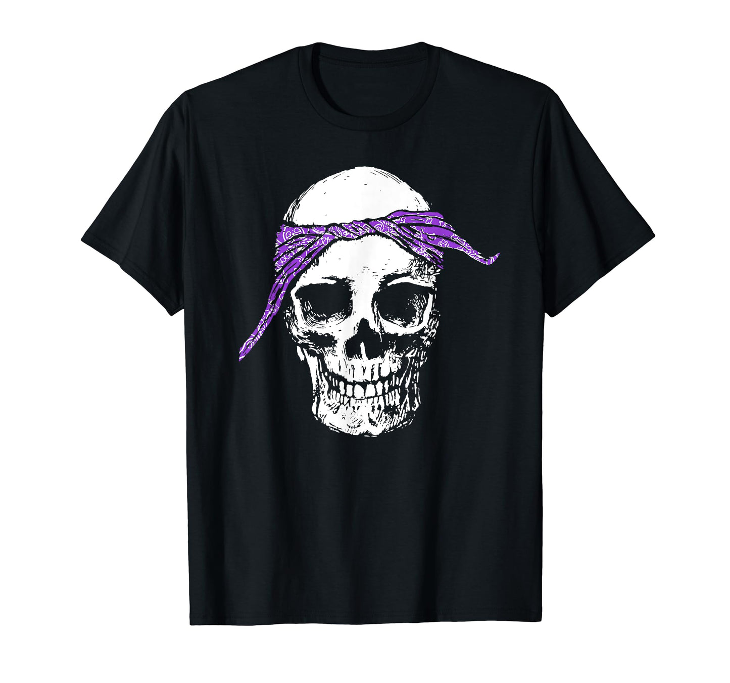 Hiphop Skull Purple Do Rag Bandana Old T-Shirt - Novelty Apparel Unisex - T-Shirt, Sweatshirt, Hoodie