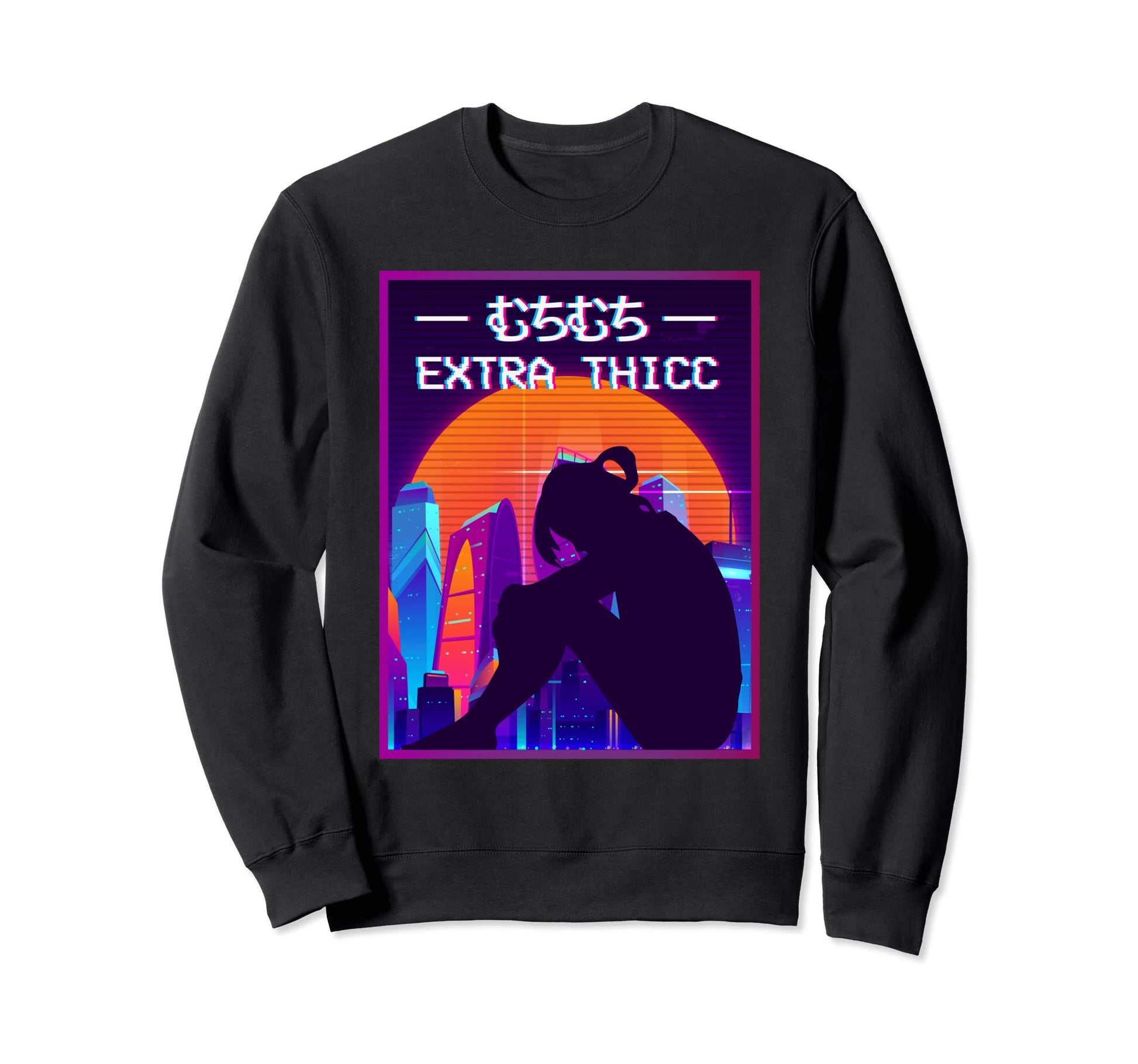 Vaporwave Aesthetic Sad Anime Extra Sweatshirt - Unique Graphic for Adults - T-Shirt, Sweatshirt, Hoodie