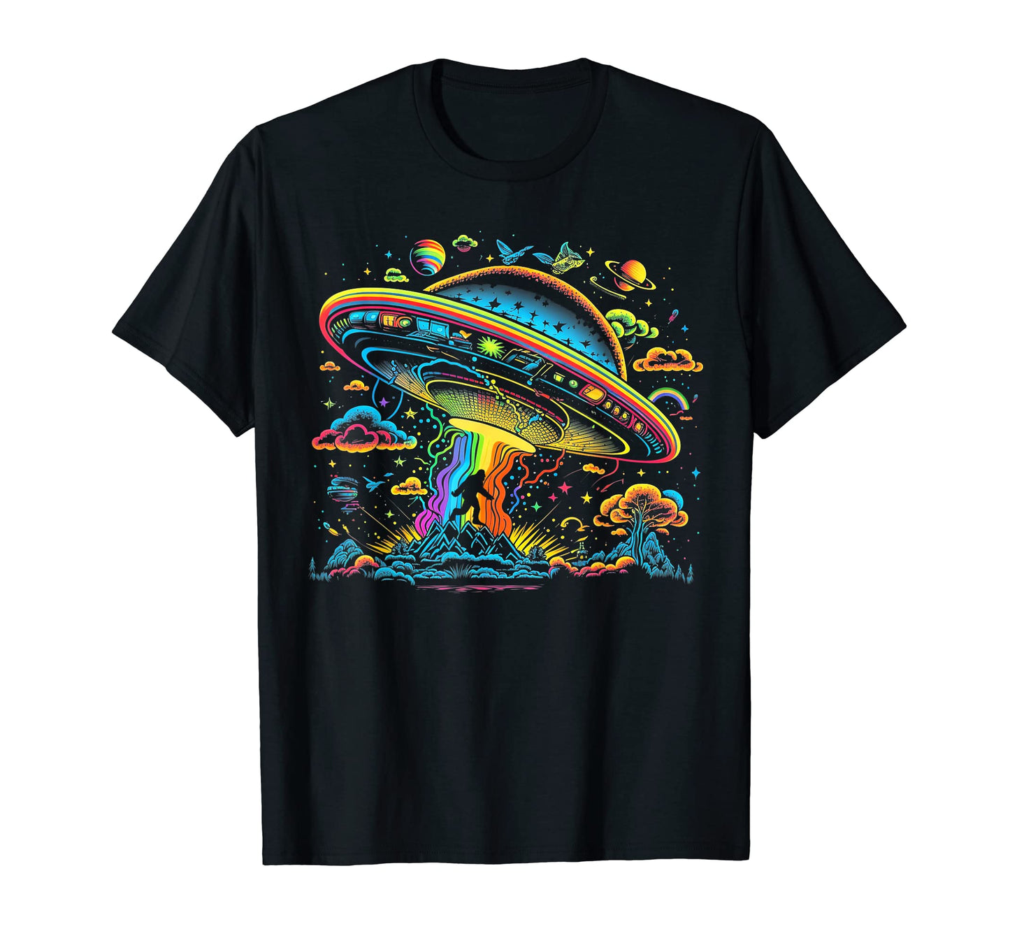 Ufo Funny Bigfoot Sasquatch 80S 70S T-Shirt - Trendy Graphic Men Women - T-Shirt, Sweatshirt, Hoodie