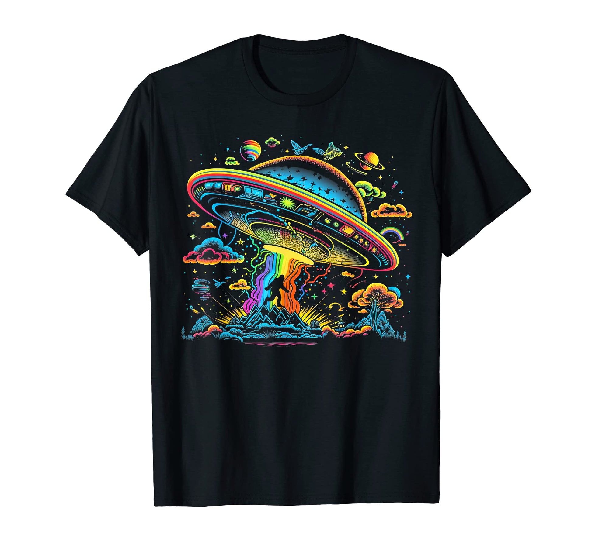 Ufo Funny Bigfoot Sasquatch 80S 70S T-Shirt - Trendy Graphic Men Women - T-Shirt, Sweatshirt, Hoodie
