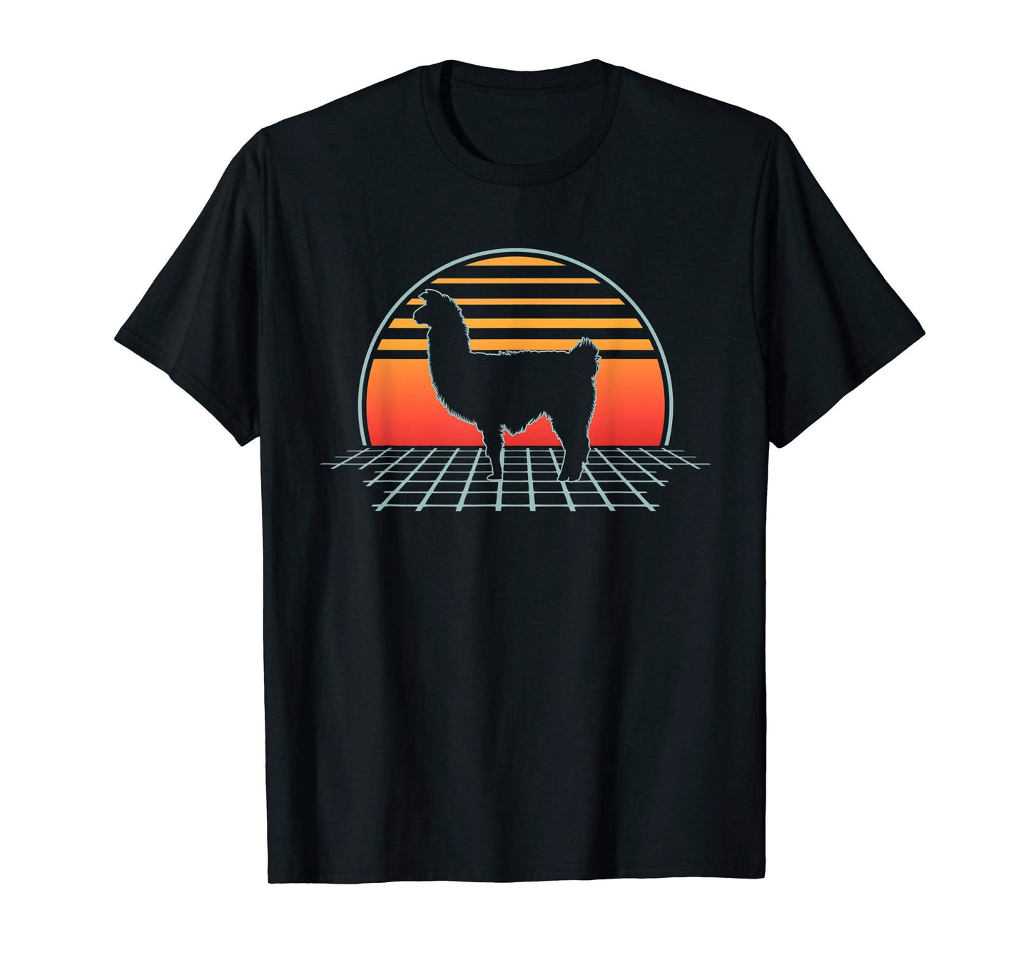 Llama 70S 80S Animal Vaporwave Aesthetic T-Shirt - Graphic Print Unisex - T-Shirt, Sweatshirt, Hoodie