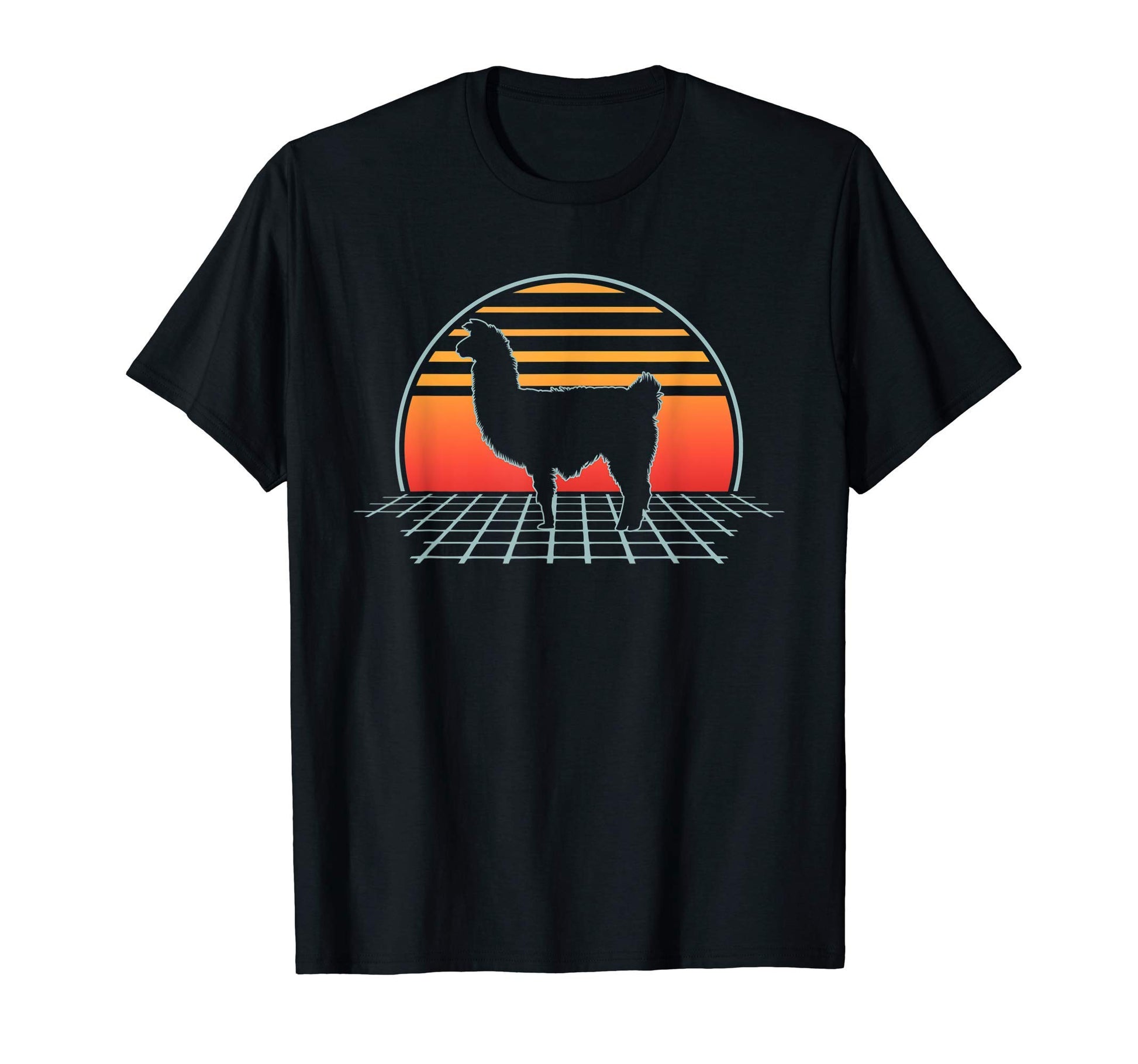 Llama 70S 80S Animal Vaporwave Aesthetic T-Shirt - Graphic Print Unisex - T-Shirt, Sweatshirt, Hoodie