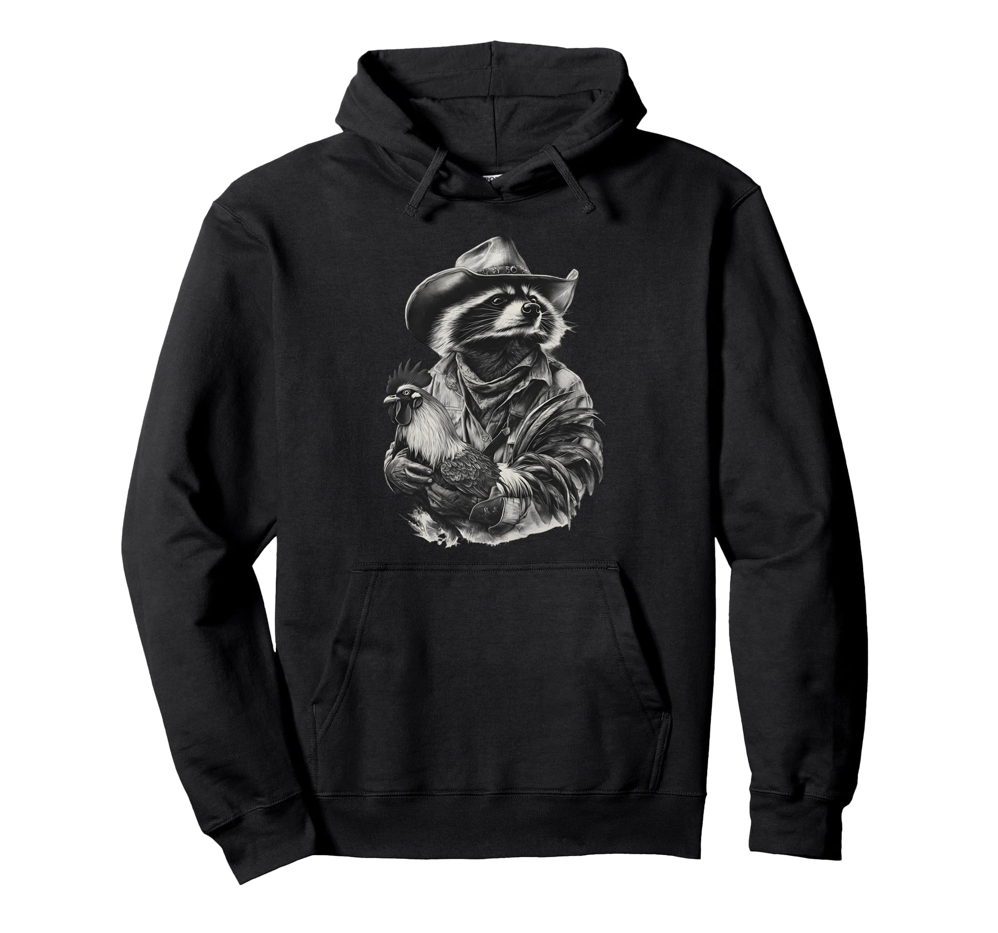 Raccoon Cowboy Trash Panda Cowgirl Western Hoodie - Trendy Graphic Unisex - T-Shirt, Sweatshirt, Hoodie