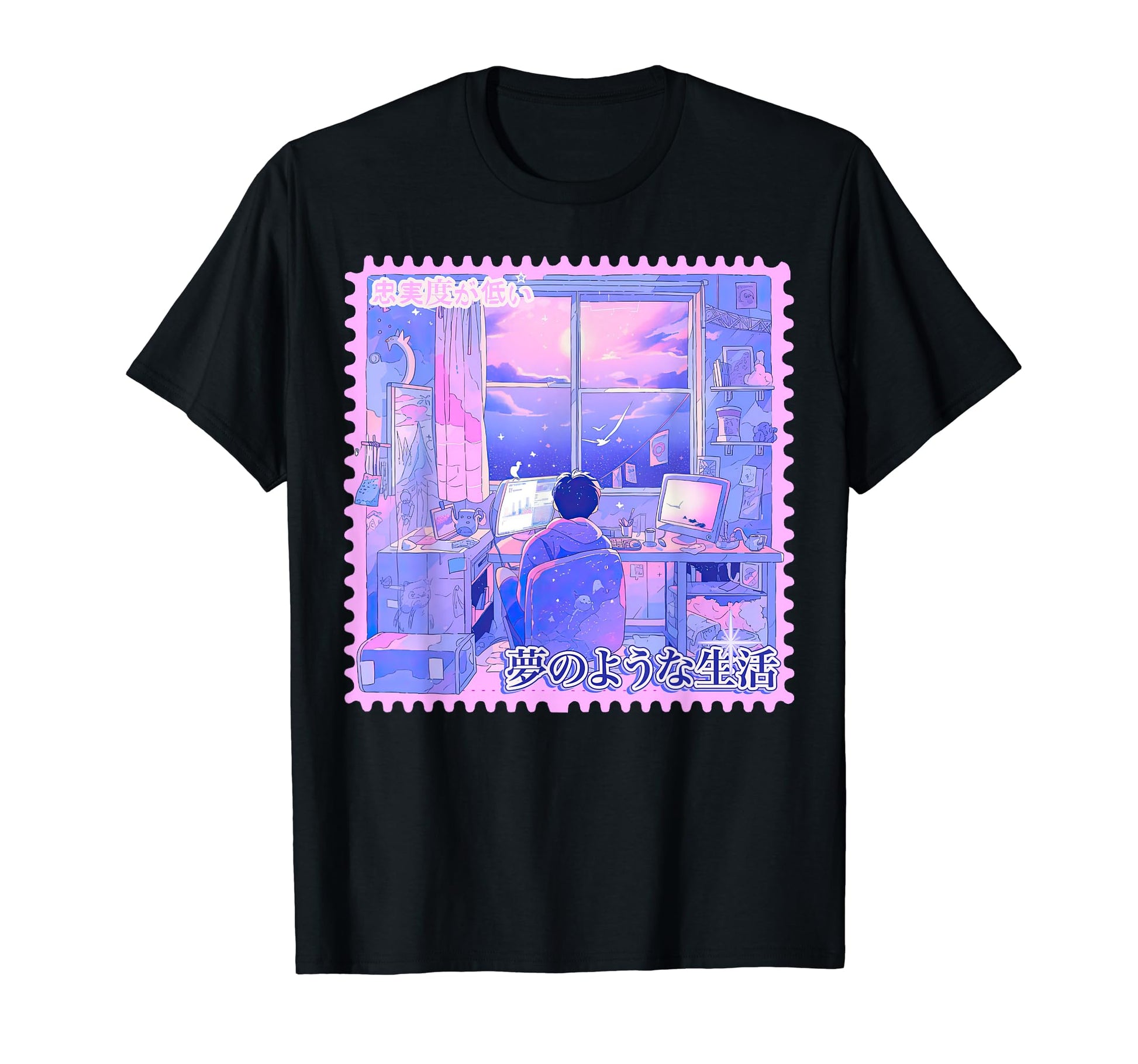 Anime Bedroom Vaporwave Japanese T-Shirt - Fun Novelty Design for Adults - T-Shirt, Sweatshirt, Hoodie