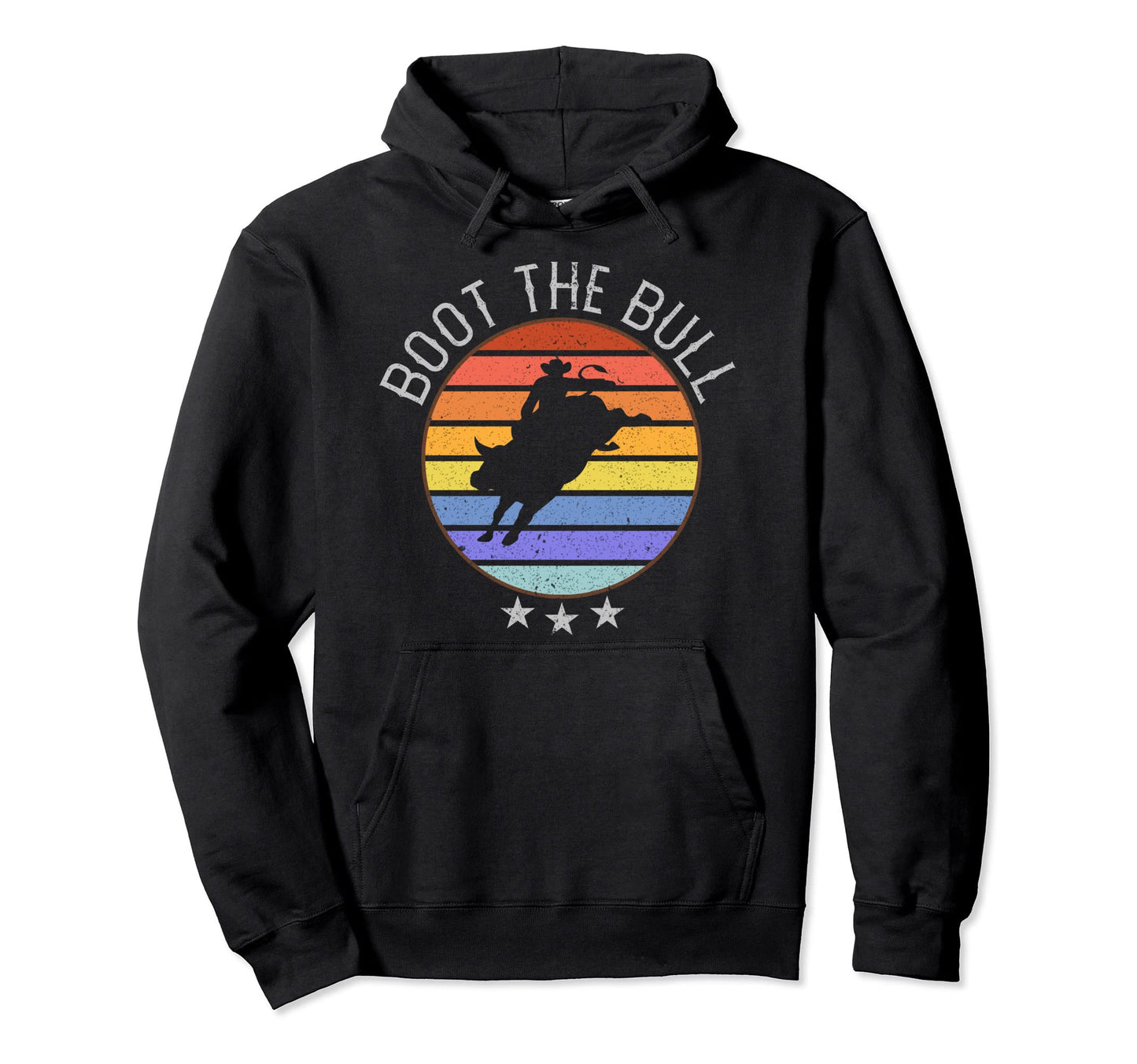 Boot Bull Riding Wild West Sunset Hoodie - Minimalist Print for Adults - T-Shirt, Sweatshirt, Hoodie