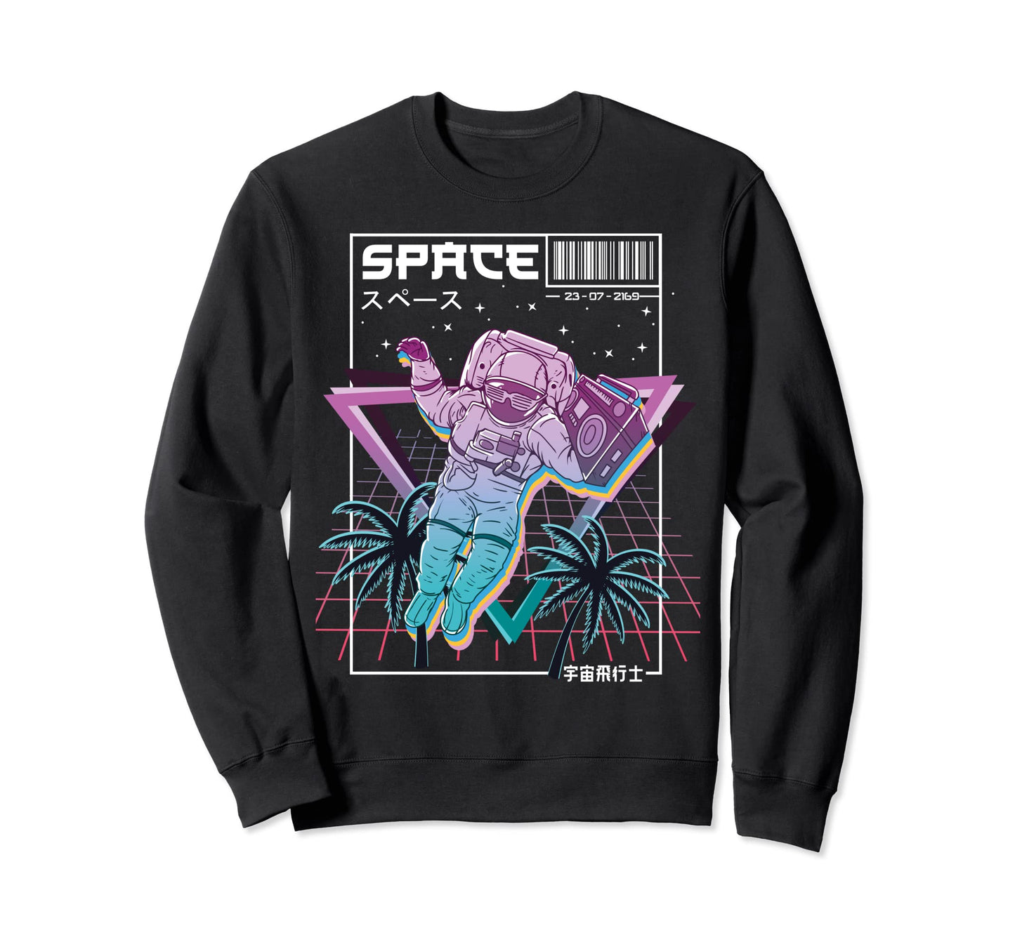 Synthwave Outer Space Astronaut Sweatshirt - Unique Graphic for Adults - T-Shirt, Sweatshirt, Hoodie