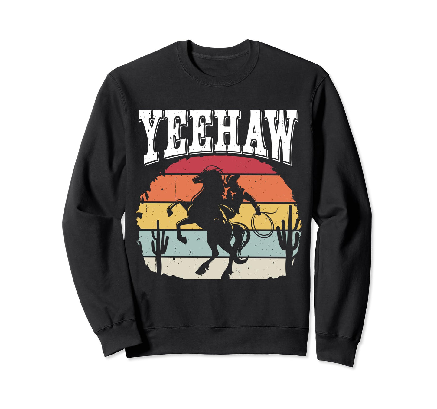 Yeehaw Cowboy Sunset Western Cowboy Sweatshirt - Minimalist Print Unisex - T-Shirt, Sweatshirt, Hoodie