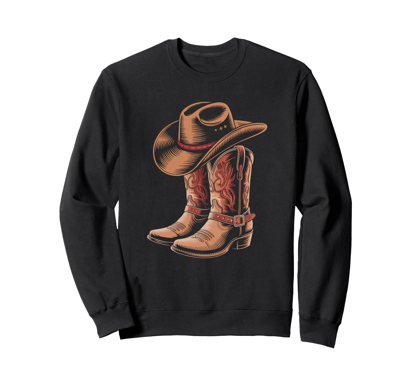 Cowboy Boots Western Country Sweatshirt - Fun Novelty Design for Adults - T-Shirt, Sweatshirt, Hoodie