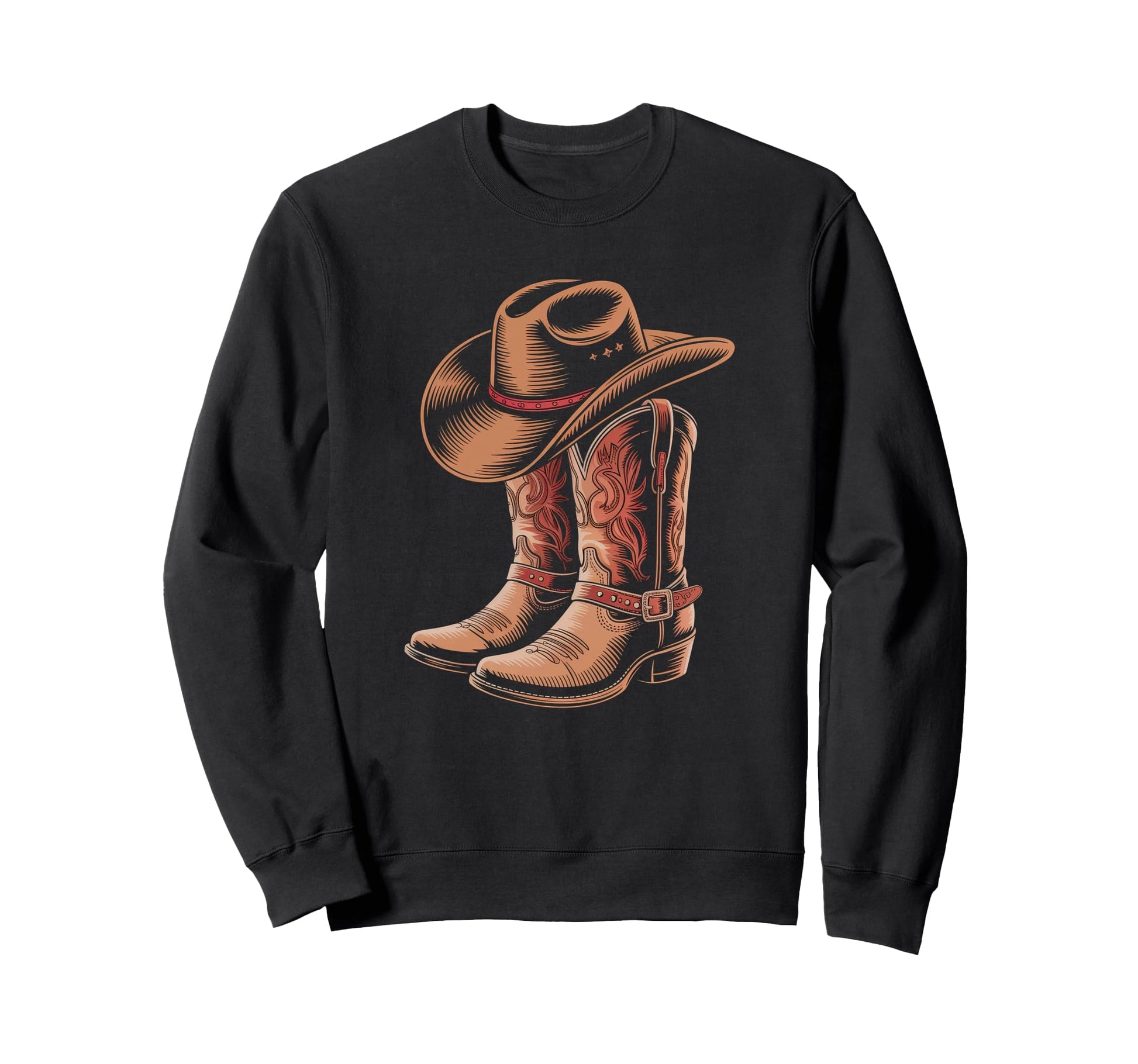 Cowboy Boots Western Country Sweatshirt - Fun Novelty Design for Adults - T-Shirt, Sweatshirt, Hoodie