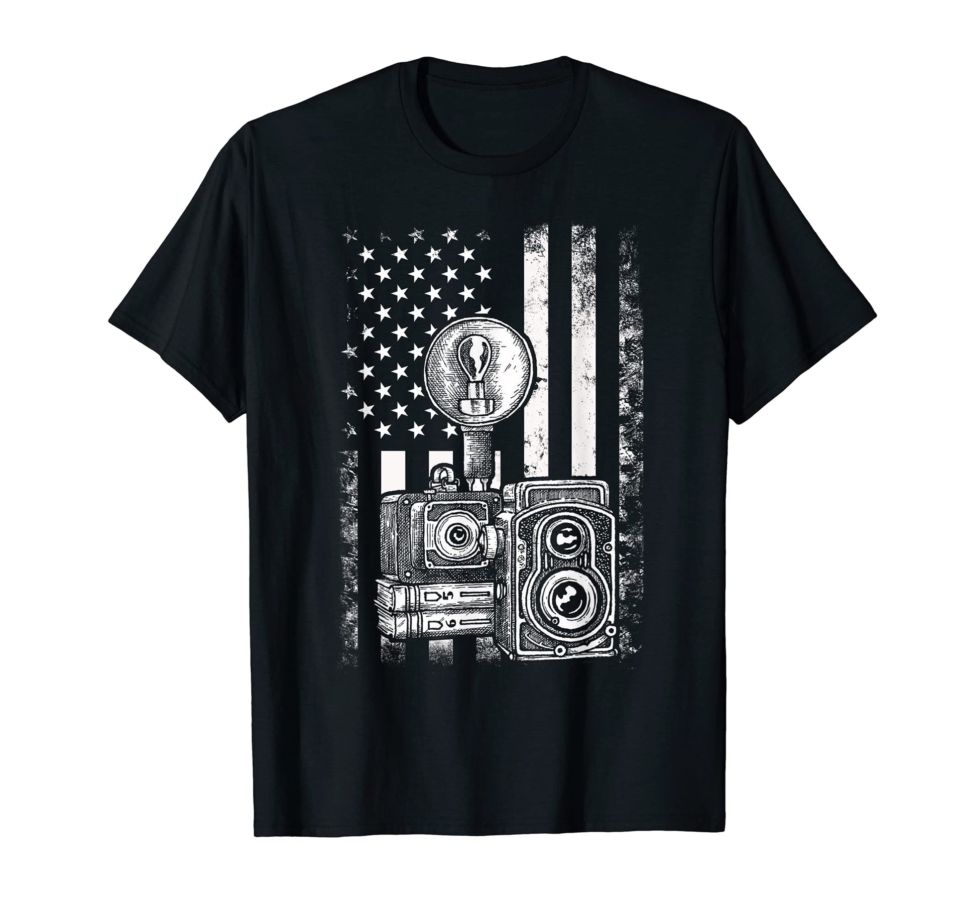 Camera Usa Flag Photographer T-Shirt - Casual Everyday Wear for Adults - T-Shirt, Sweatshirt, Hoodie