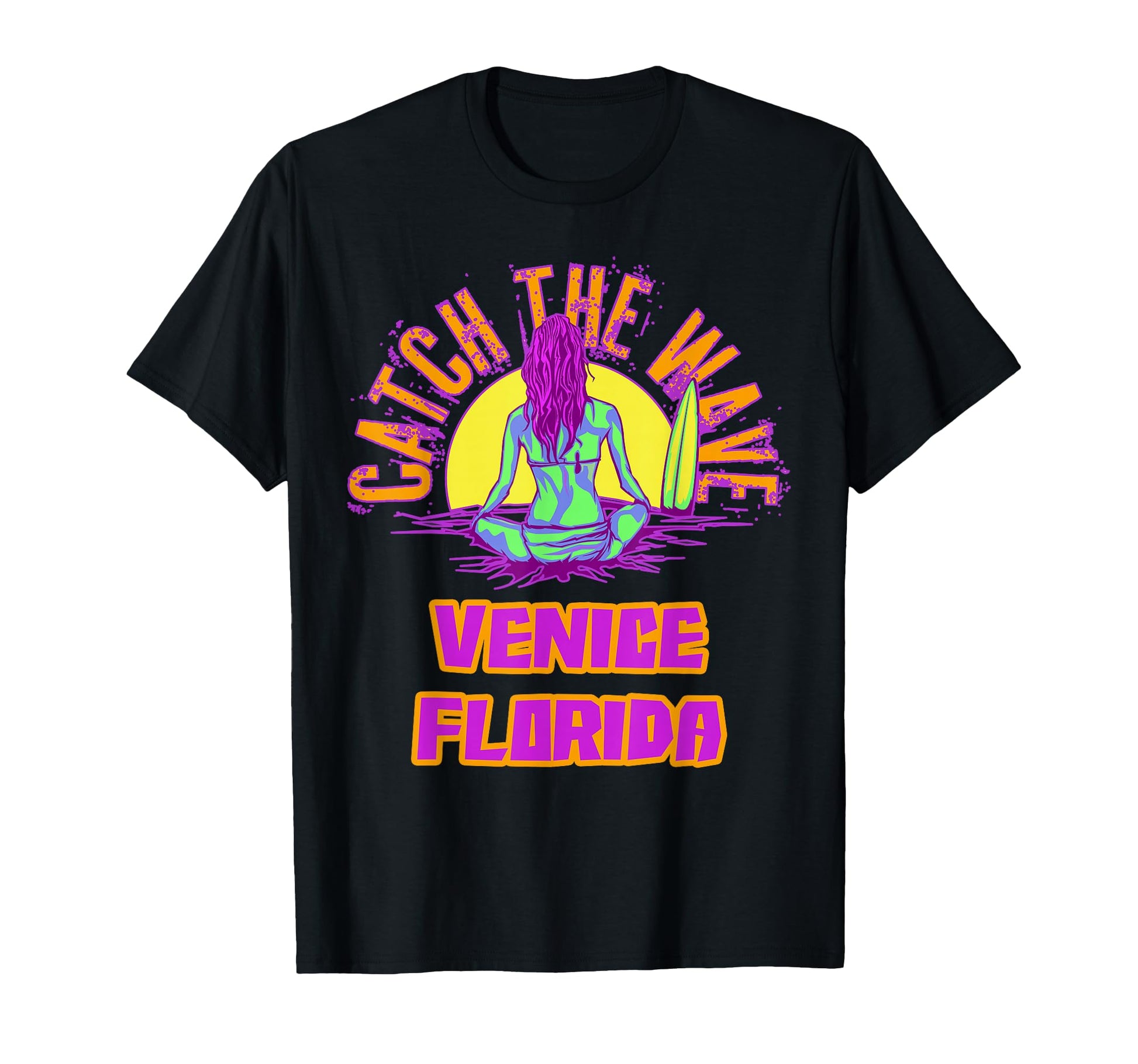 Venice Florida Surfing Vaporwave Aesthetic T-Shirt - Graphic Print Unisex - T-Shirt, Sweatshirt, Hoodie