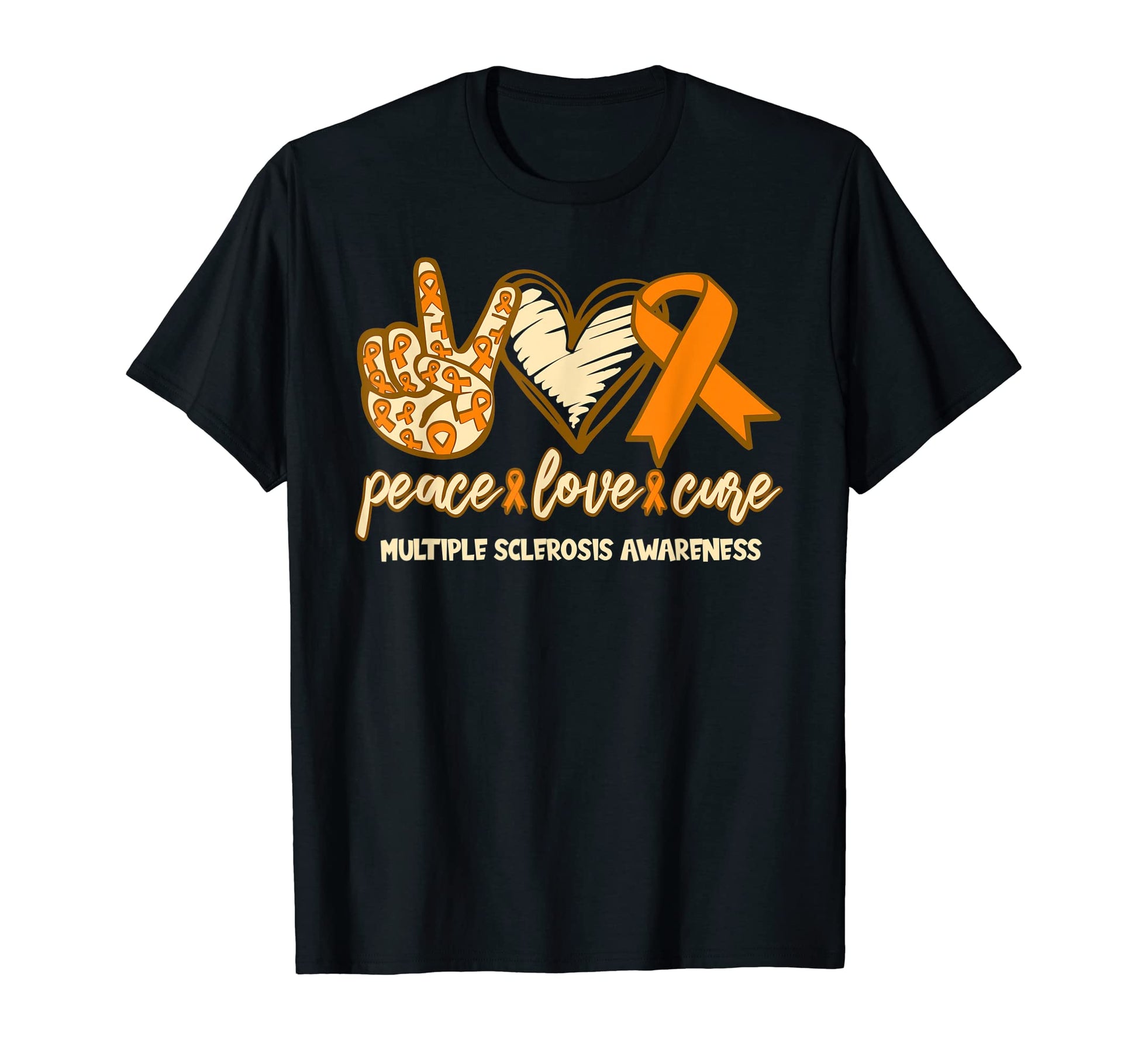 Multiple Sclerosis Awareness Peace Love Cure T-Shirt - Graphic Print Unisex - T-Shirt, Sweatshirt, Hoodie