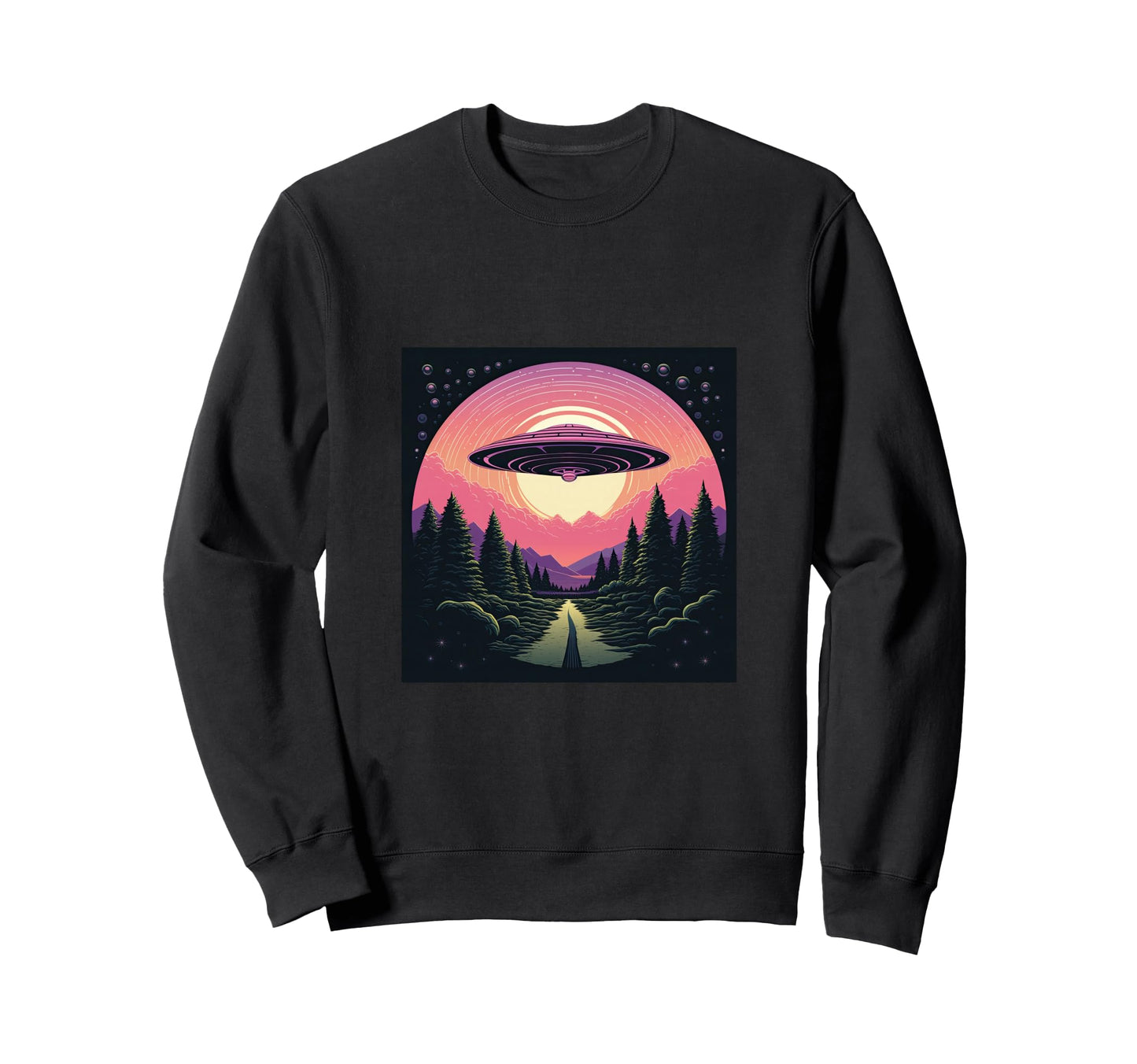 Alien Abduction Alien Vaporwave Sweatshirt - Fun Novelty Design for Adults - T-Shirt, Sweatshirt, Hoodie