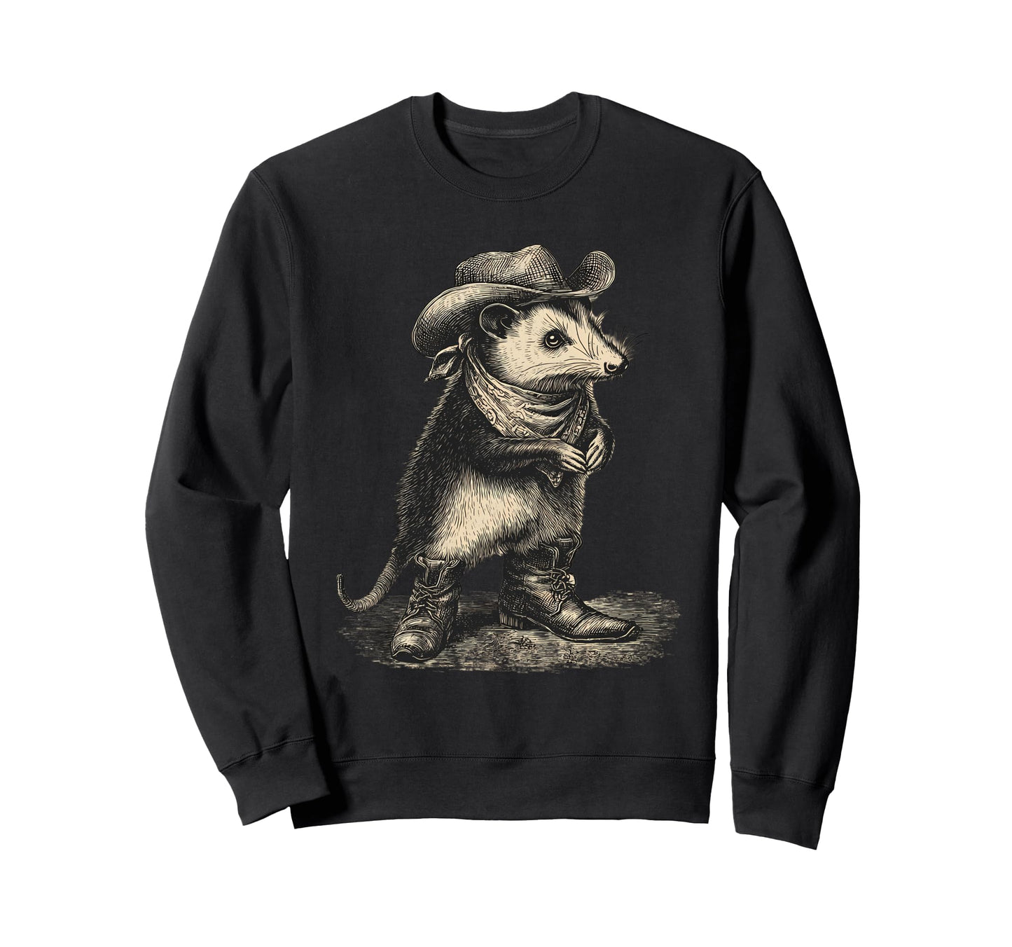 Opossum Cowboy Rodeo Cowgirl Sweatshirt - Minimalist Print for Adults - T-Shirt, Sweatshirt, Hoodie