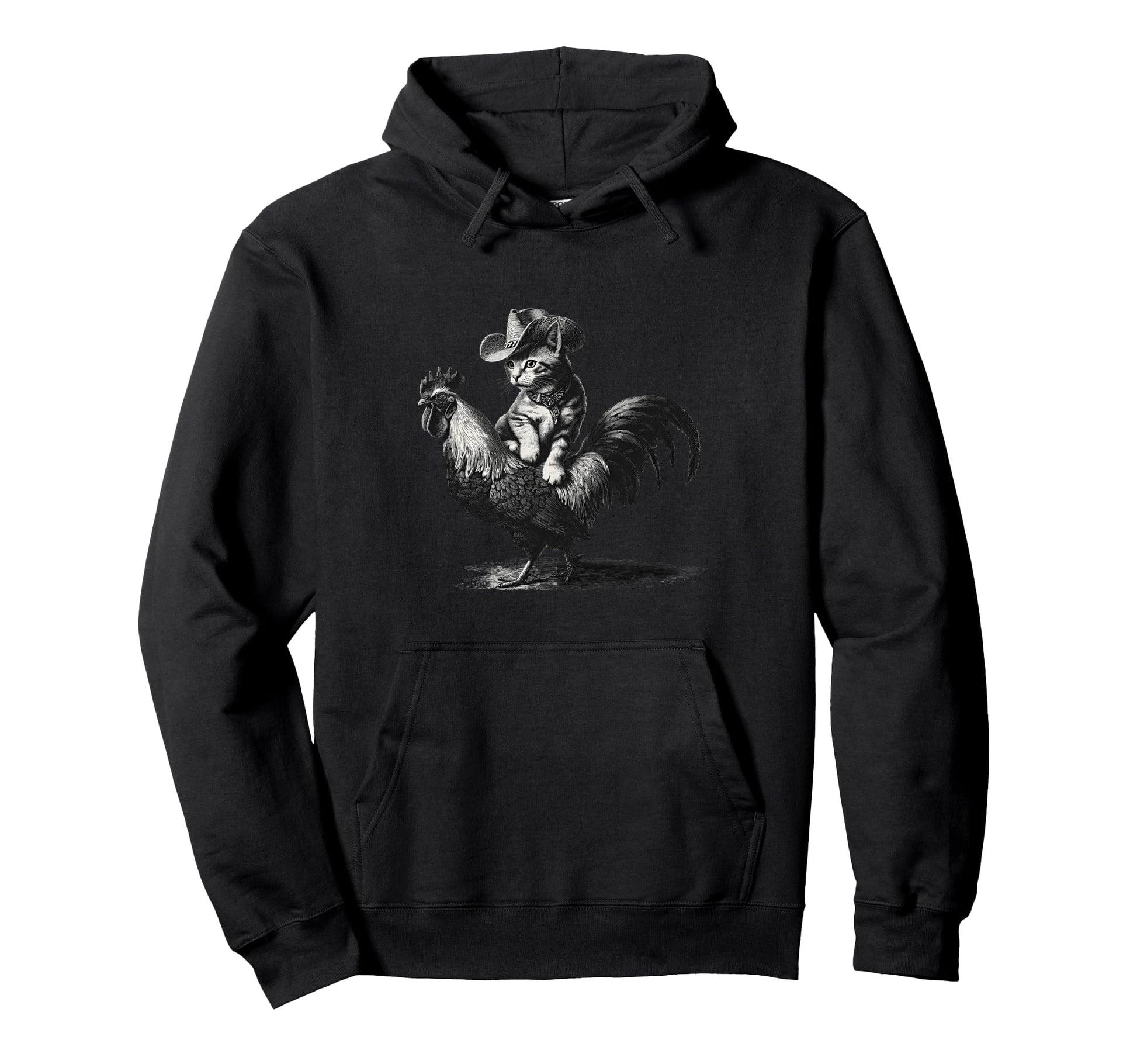 Country Western Cowgirl Funny Cowboy Cat Hoodie - Fun Novelty Design Unisex - T-Shirt, Sweatshirt, Hoodie