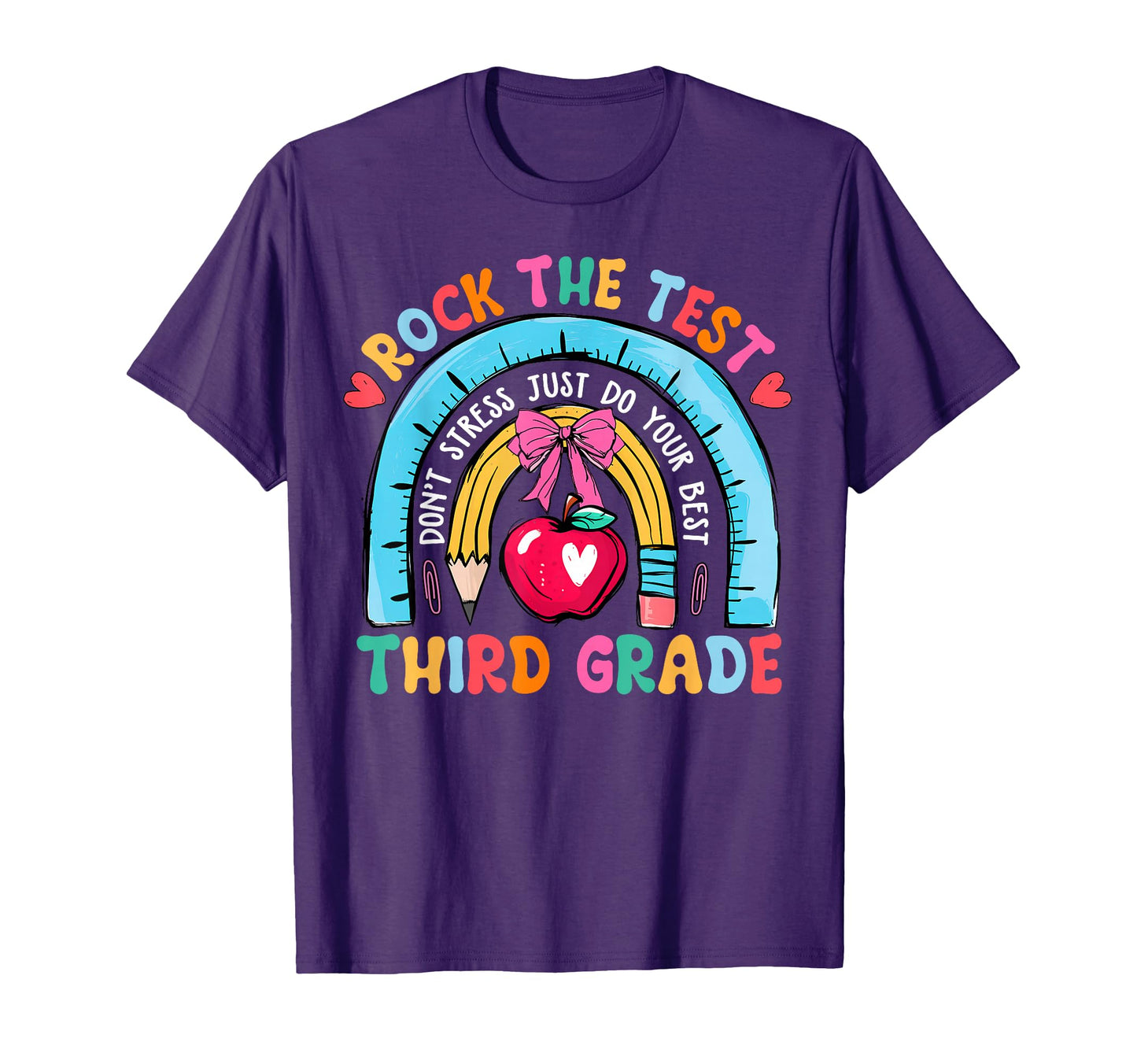 3Rd Grade Teacher Rock Test Day T-Shirt - Casual Everyday Wear for Adults - T-Shirt, Sweatshirt, Hoodie