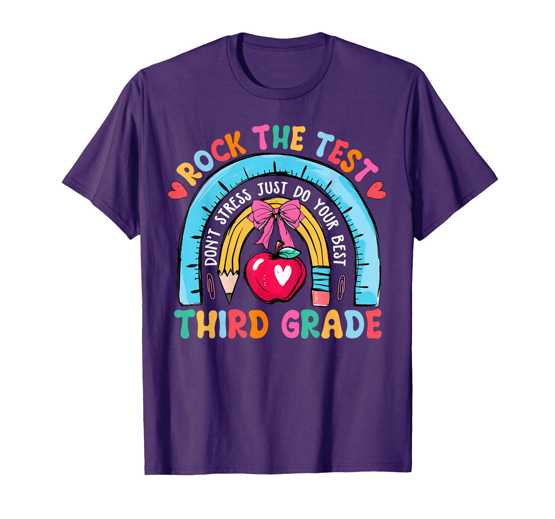 3Rd Grade Teacher Rock Test Day T-Shirt - Casual Everyday Wear for Adults - T-Shirt, Sweatshirt, Hoodie