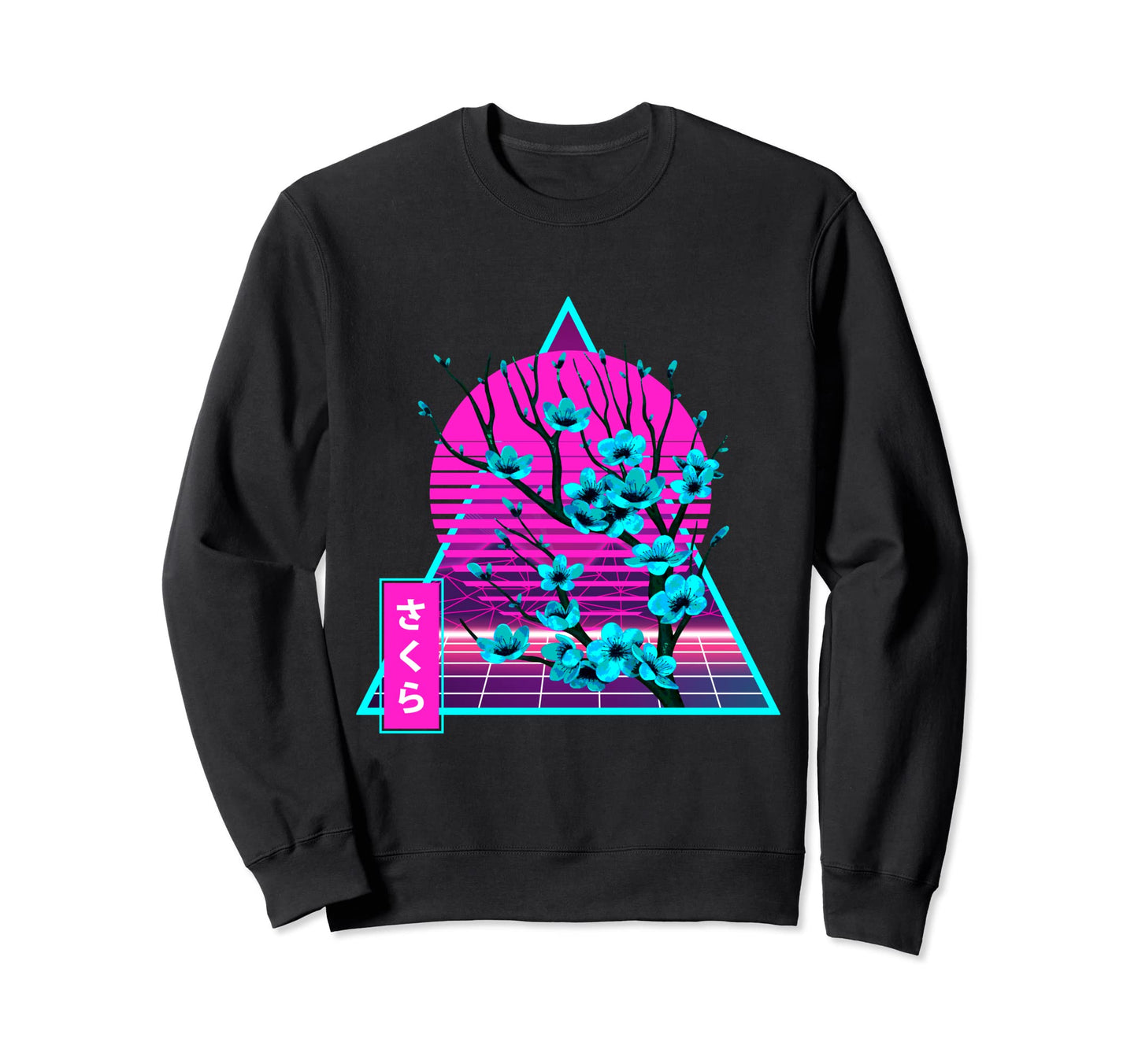 Vaporwave Aesthetic Sakura Flowers Sweatshirt - Novelty Apparel for Adults - T-Shirt, Sweatshirt, Hoodie