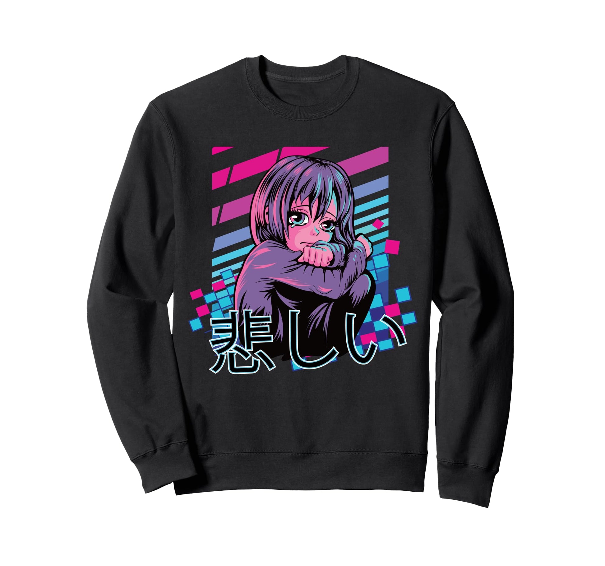 Japanese Vaporwave Sad Anime Game Sweatshirt - Novelty Apparel for Adults - T-Shirt, Sweatshirt, Hoodie