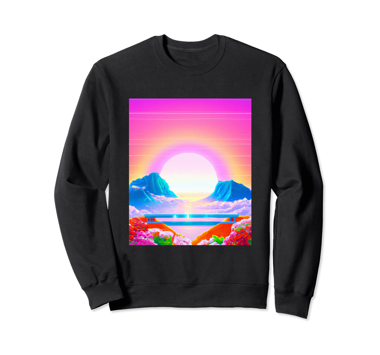 Hawaii Vaporwave Sunset Synthwave Sweatshirt - Unique Graphic for Adults - T-Shirt, Sweatshirt, Hoodie