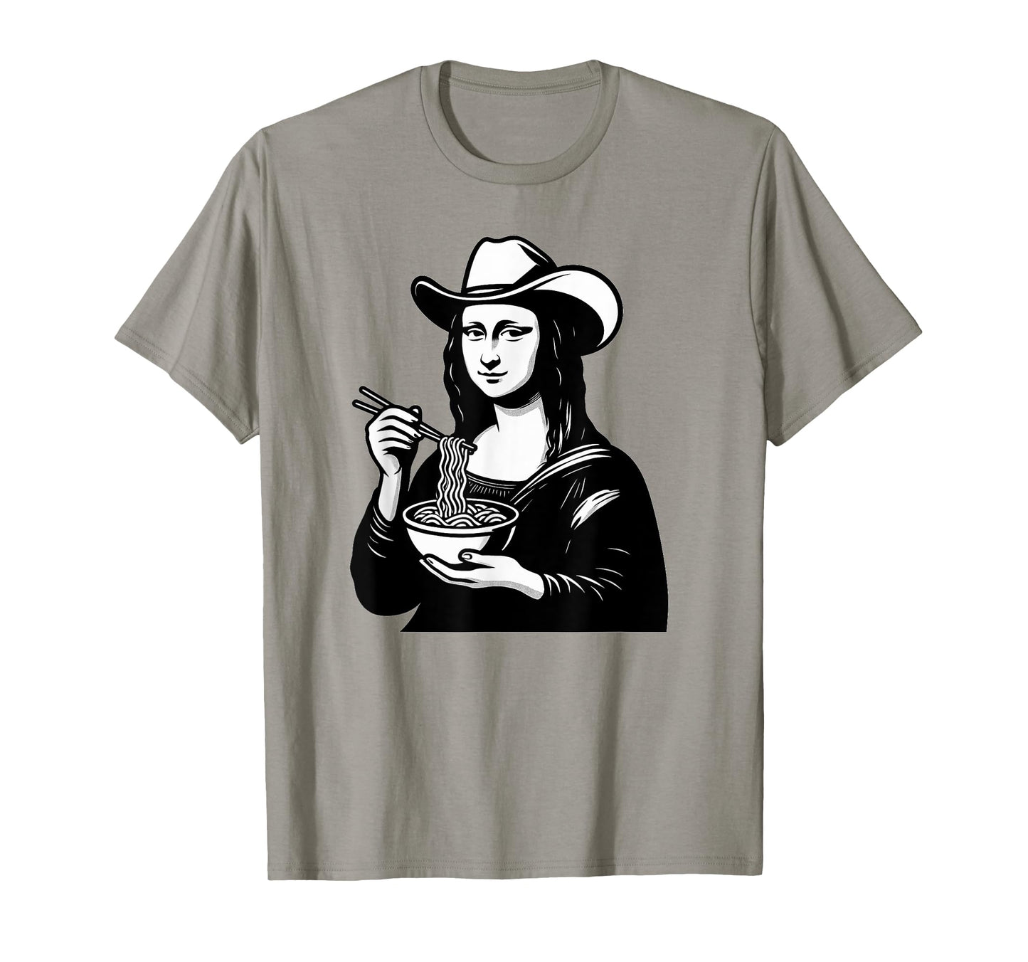 Mona Lisa Eating Ramen Japanese T-Shirt - Trendy Graphic for Adults - T-Shirt, Sweatshirt, Hoodie