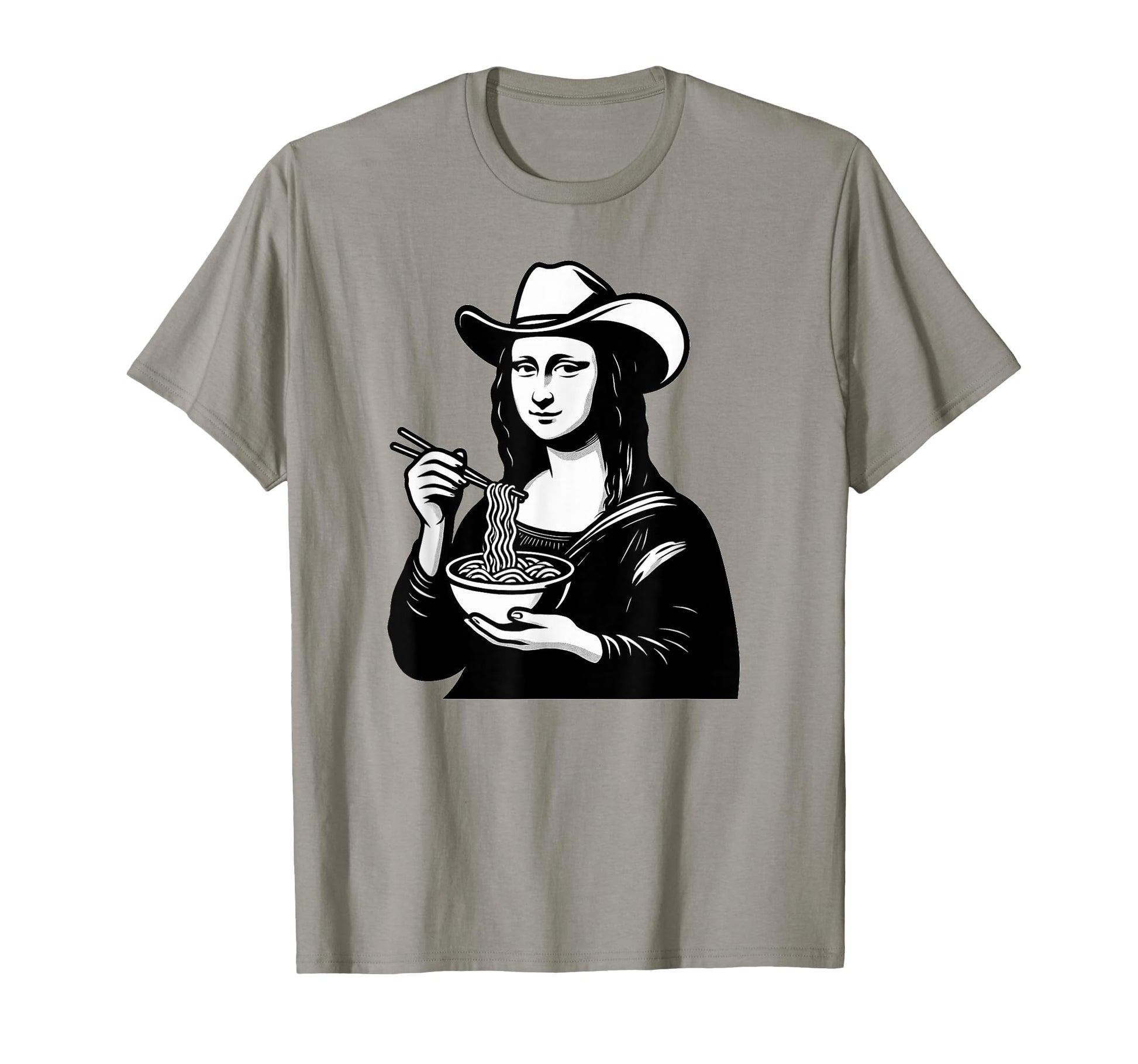 Mona Lisa Eating Ramen Japanese T-Shirt - Trendy Graphic for Adults - T-Shirt, Sweatshirt, Hoodie
