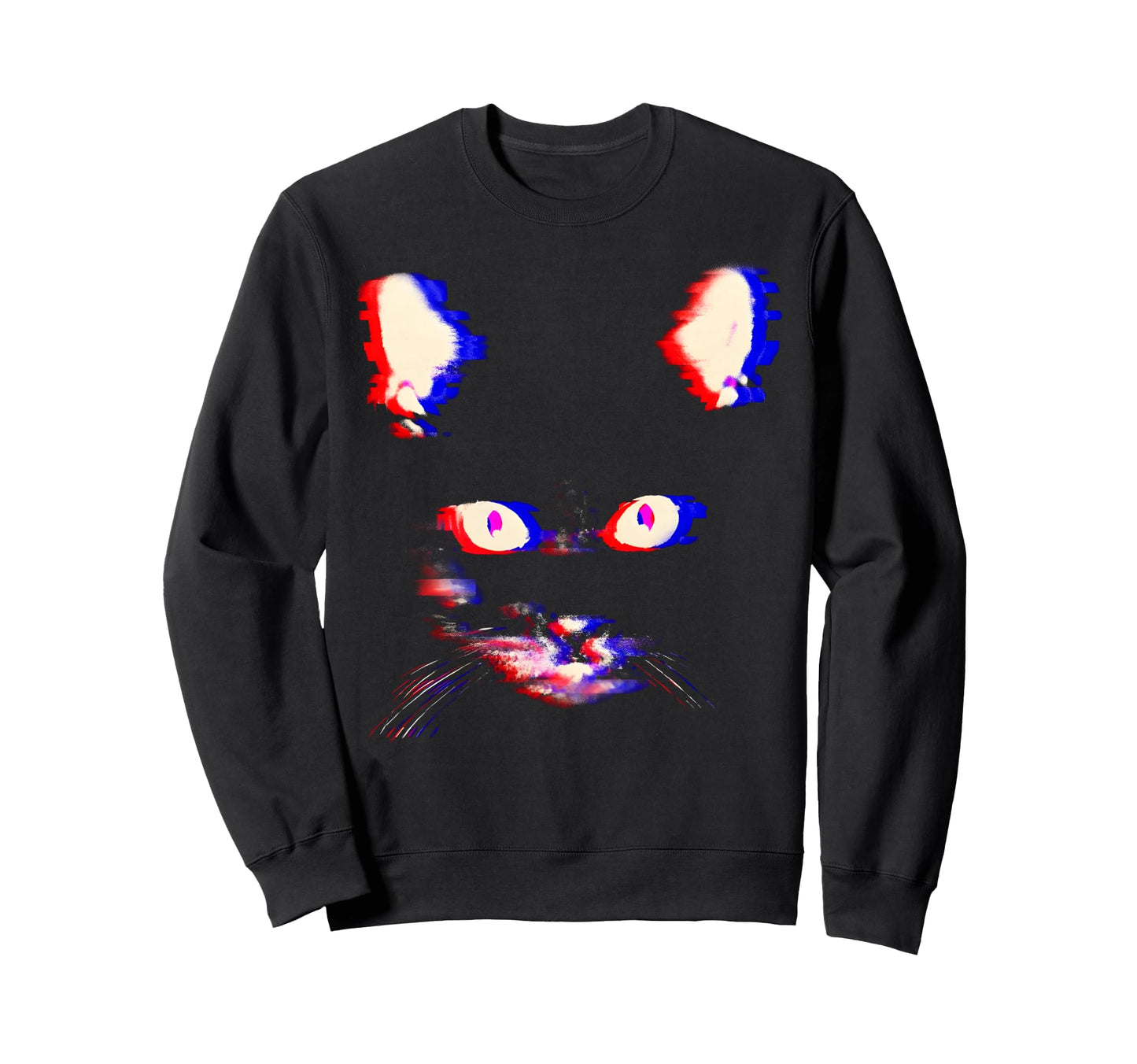Trippy Psychedelic Cat Vaporwave Sweatshirt - Minimalist Print Men Women - T-Shirt, Sweatshirt, Hoodie