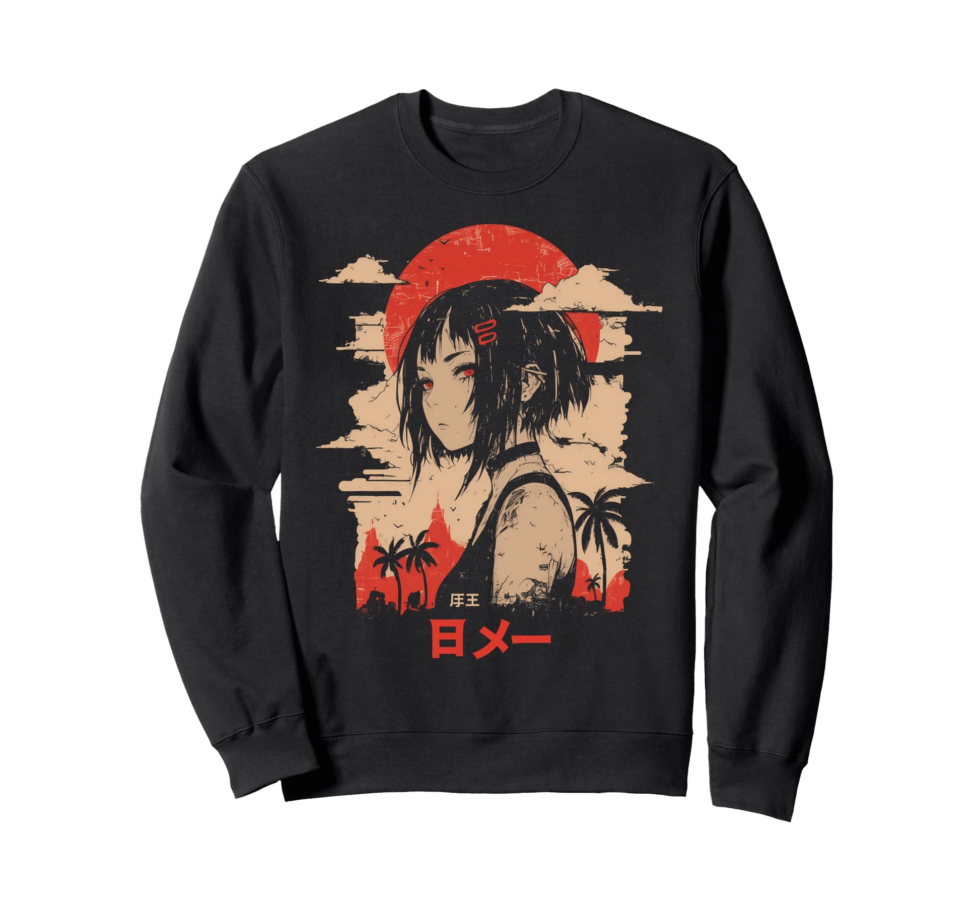 Goth Grunge Demon Anime Waifu Sweatshirt - Casual Everyday Wear Men Women - T-Shirt, Sweatshirt, Hoodie
